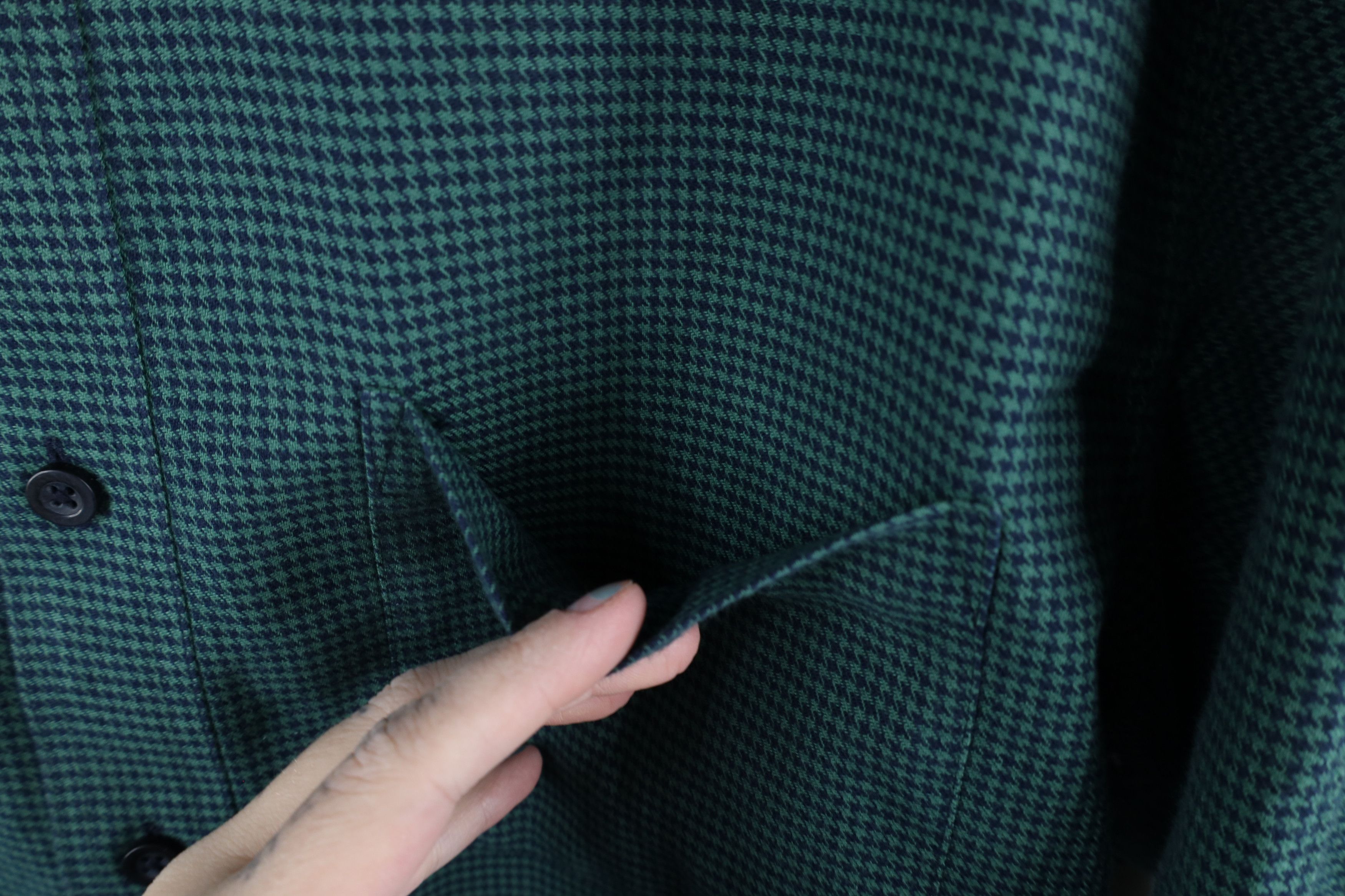 L.L. Bean × Vintage Vintage LL Bean Houndstooth Collared Button Down Shirt Green Size US L / EU 52-54 / 3 - 4 Thumbnail