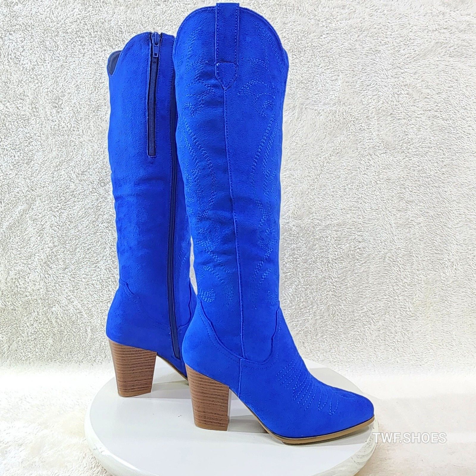 Wild Ryder Bright Deep Blue Faux Suede Country Western Cowgi
