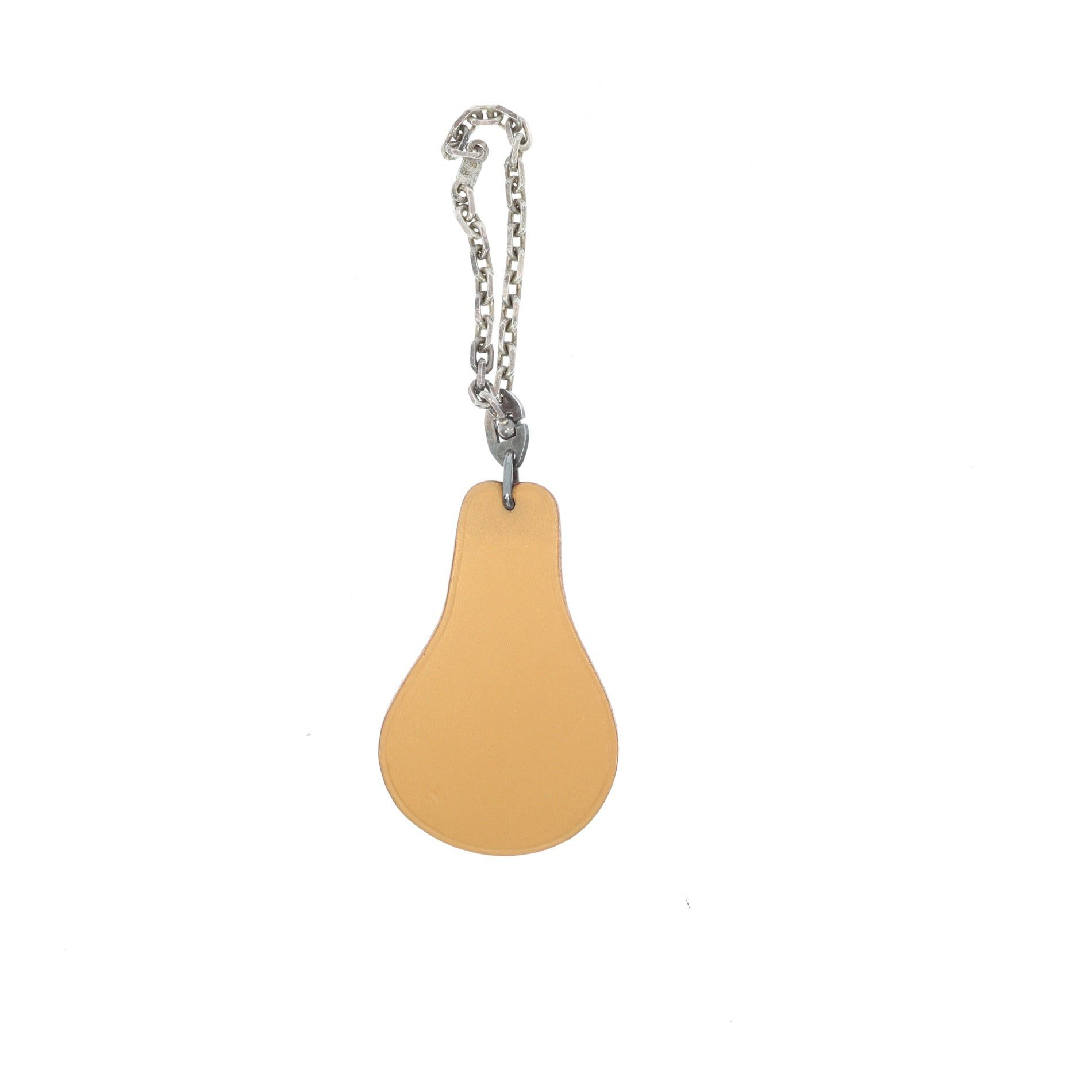 image of Hermes Keychain In Beige Leather in White, Women's