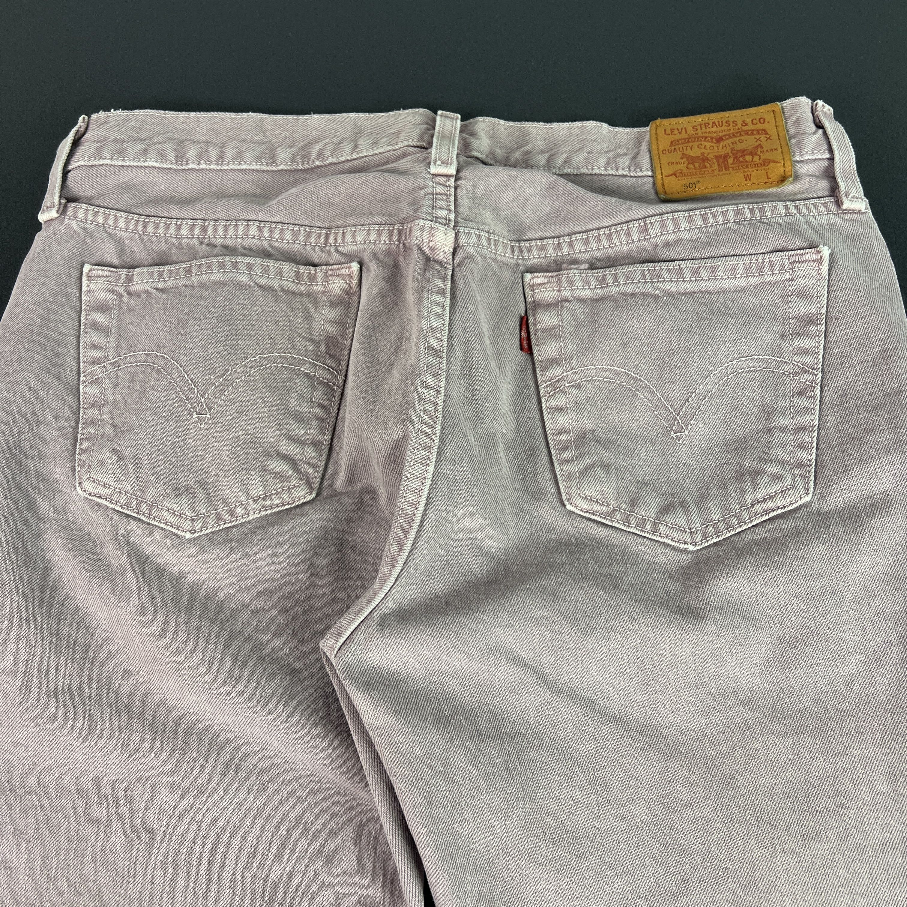 Levi's Y2K Levis Jeans Mid Rise Ankle Straight Purple Raw Hem Denim Size 29" - 13 Thumbnail