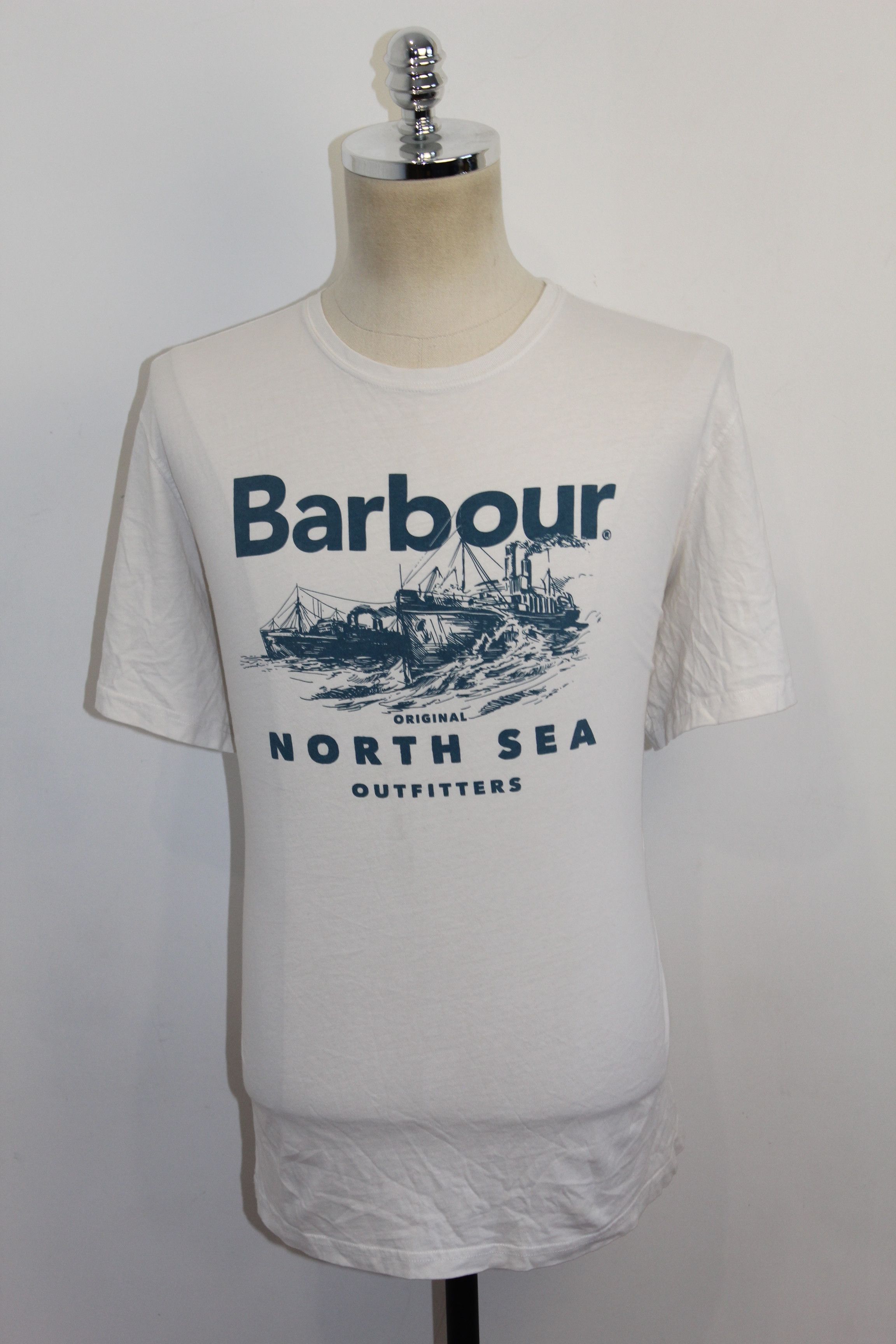 Barbour Men's Barbour Big Logo White T-Shirt Top Size US XXL / EU 58 / 5 - 3 Thumbnail
