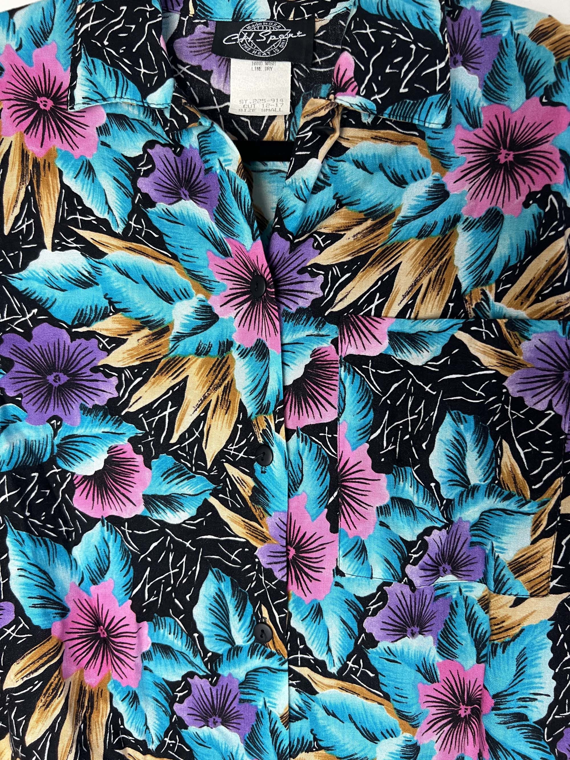 Vintage Vintage 1980's-1990's C.H. Sport Floral Aloha Luau Blouse Size S / US 4 / IT 40 - 3 Thumbnail