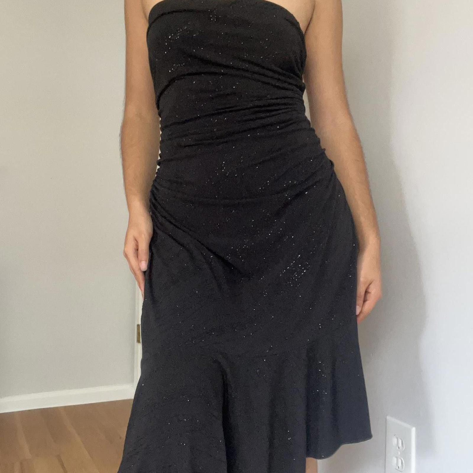 Other Black strapless midi dress with silver glitter Size L / US 10 / IT 46 - 2 Thumbnail