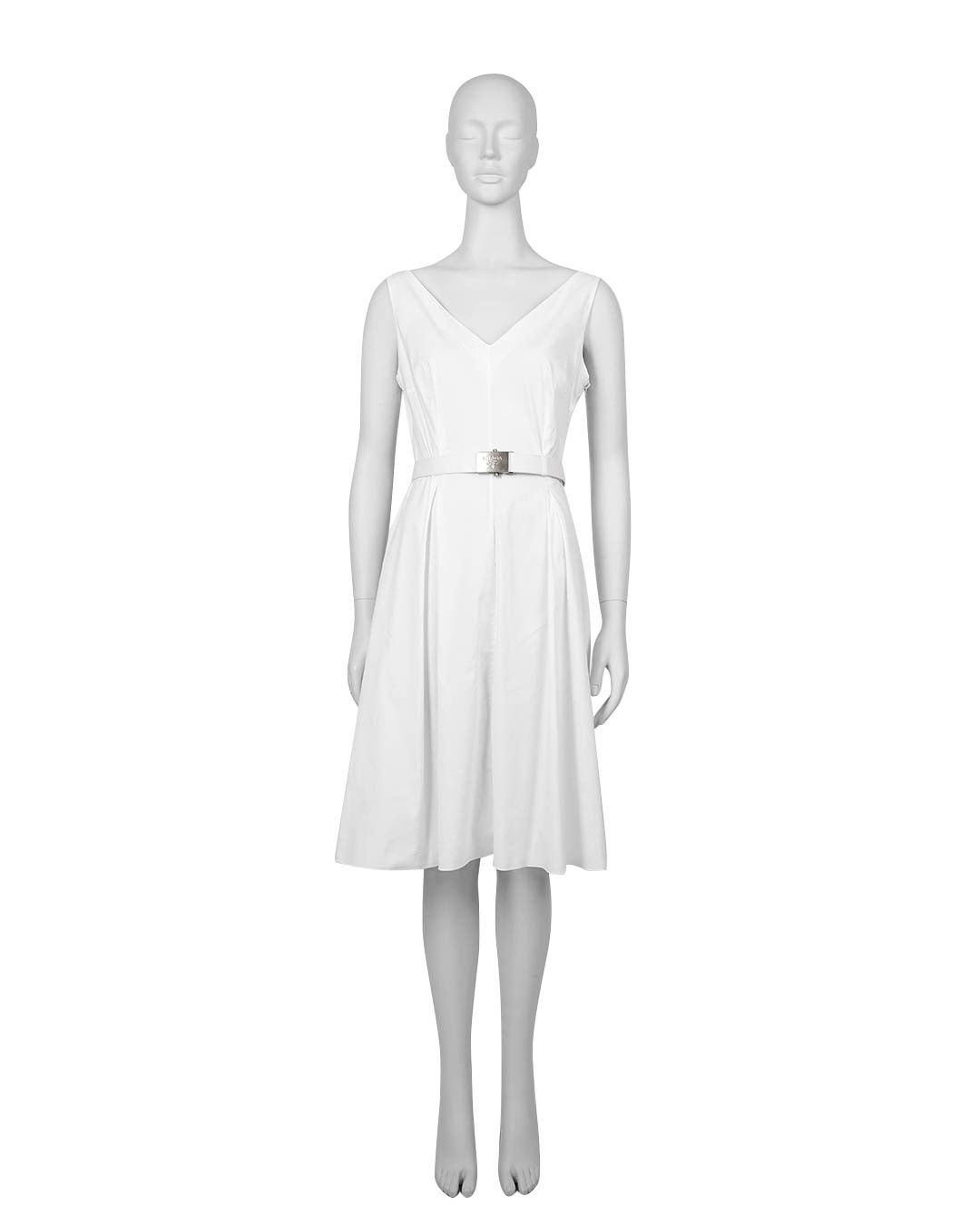 Prada Prada 1995 White Belted Dress Size L / US 10 / IT 46 - 7 Thumbnail