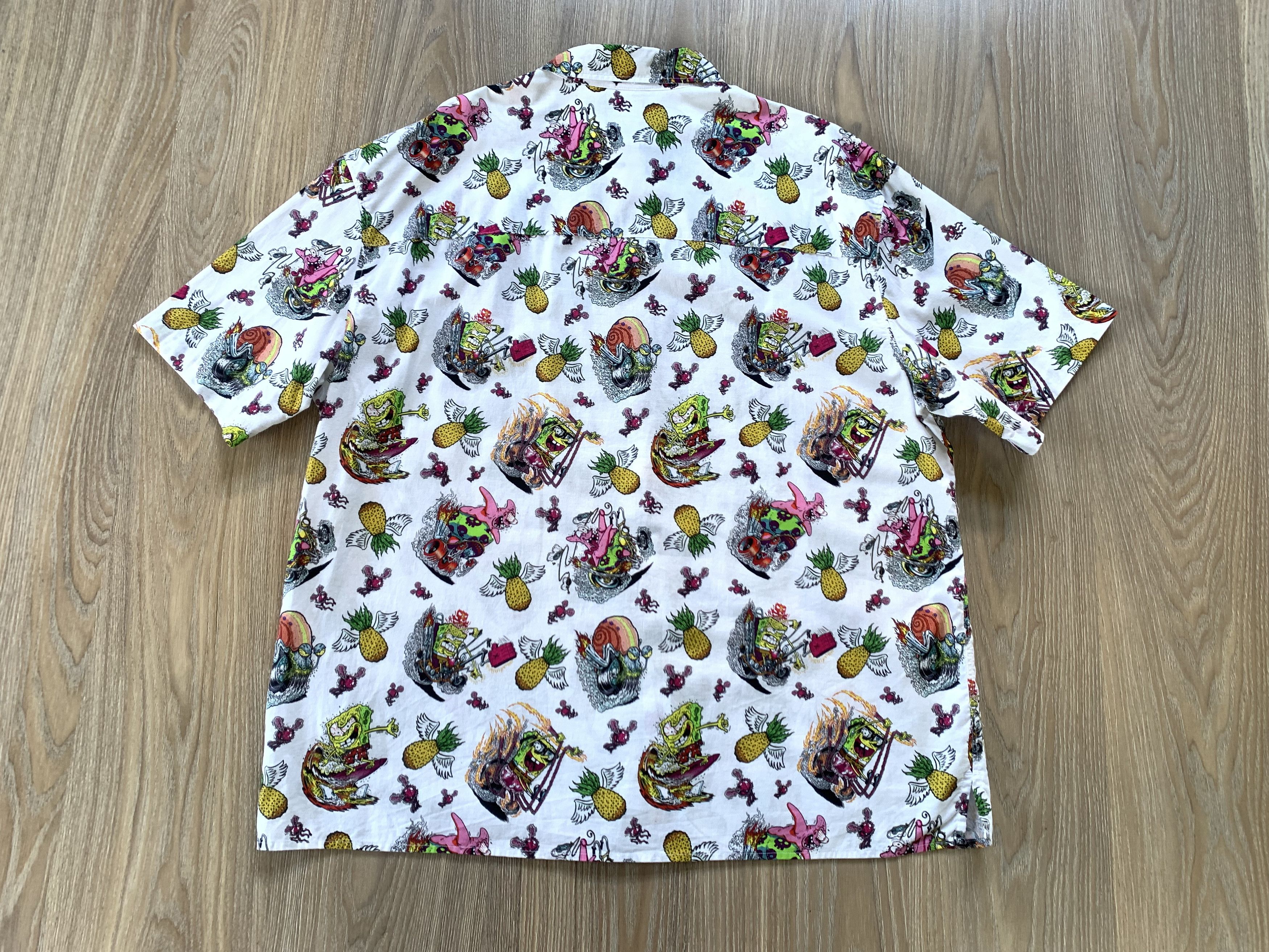 H&M Mens H&M SpongeBob Graphic Hawiian White Button Up Shirt Size US XL / EU 56 / 4 - 3 Thumbnail