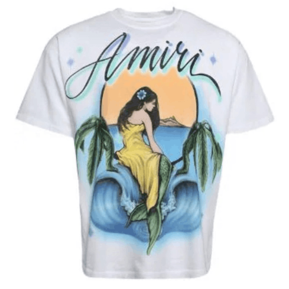 image of Amiri Mermaid Short Sleeve T-Shirt White Men’S Small, Men's