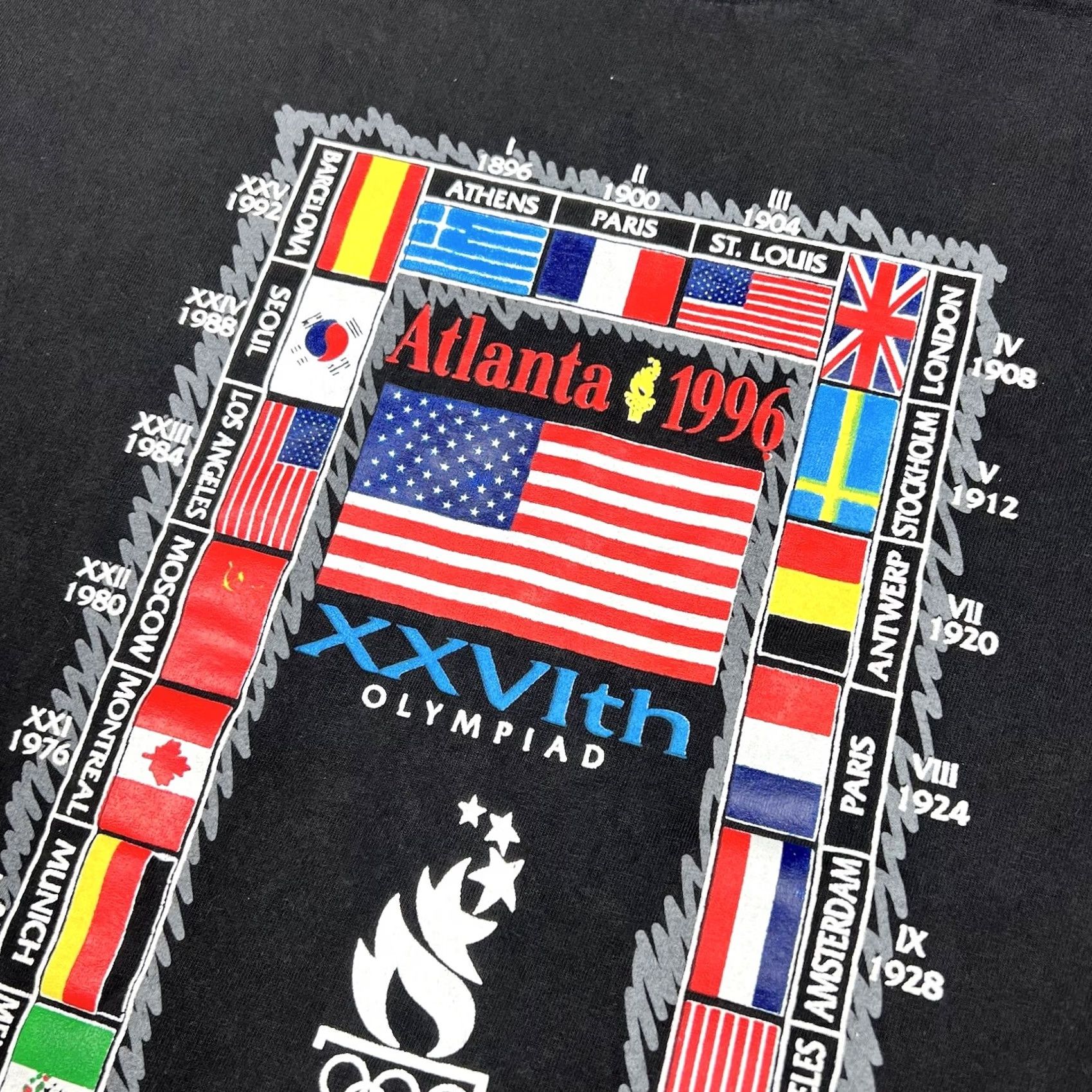 Hanes VINTAGE 1996 Olympics Atlanta Hanes T-Shirt Large Black Graphic 90s Single Stitch Size US L / EU 52-54 / 3 - 6 Thumbnail