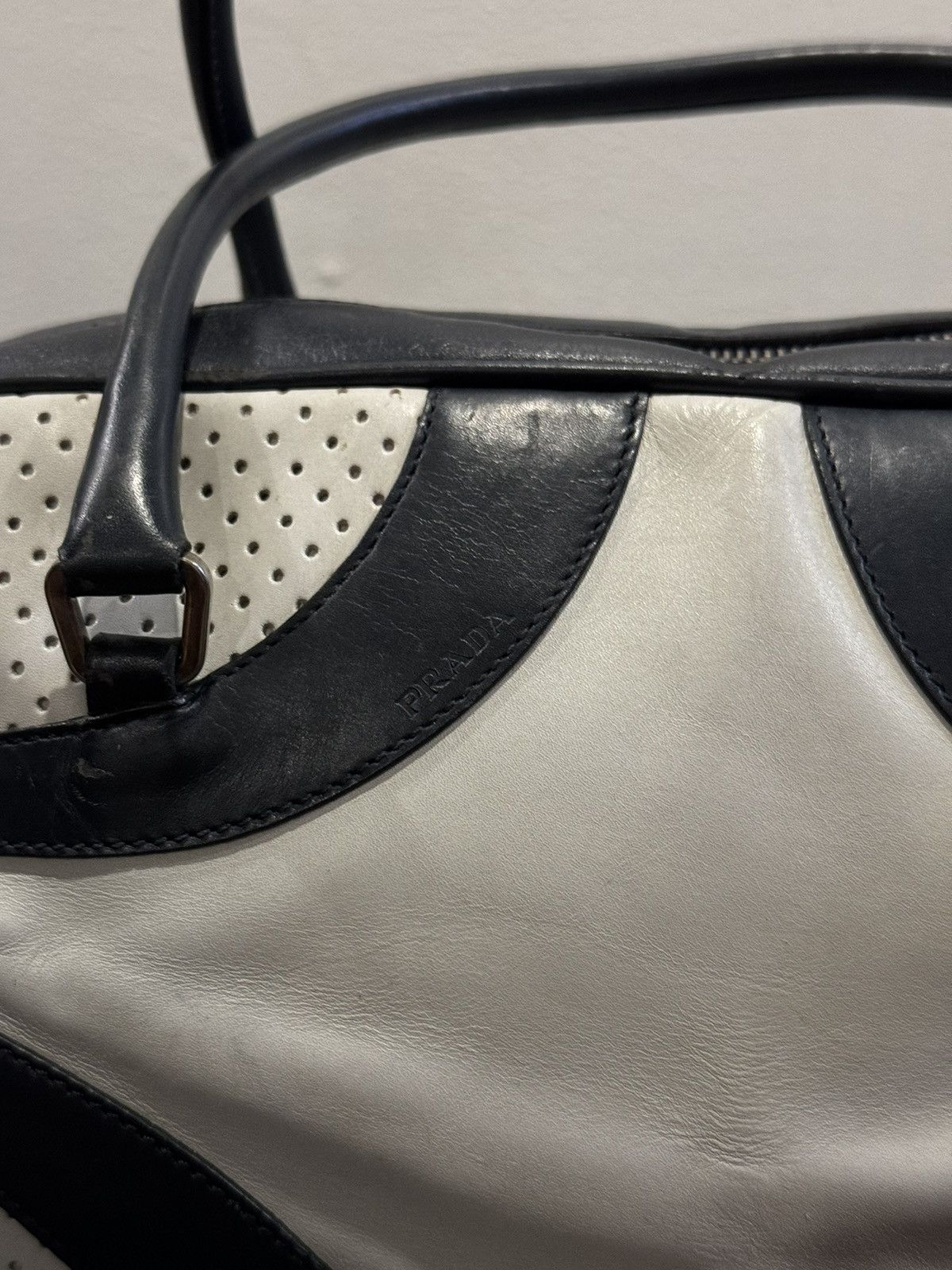 Prada PRADA Black Leather Bowling Bag Satchel Bowler Handbag Ss00 Size ONE SIZE - 5 Thumbnail