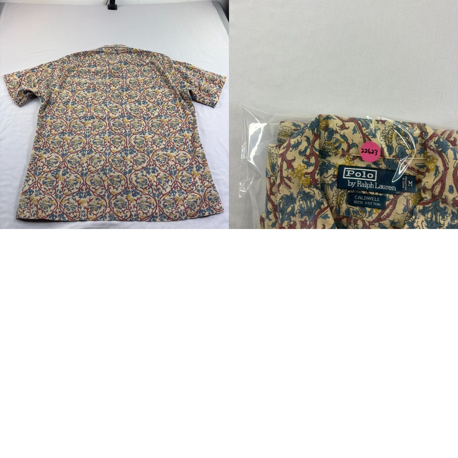 VINTAGE Polo Ralph Lauren Shirt Men M Caldwell Loop Collar Hawaiian Paisley Camp