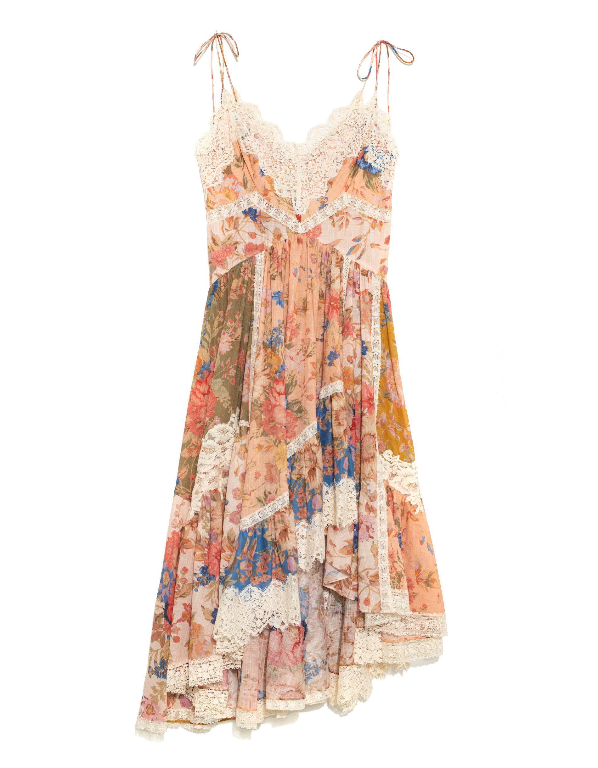 Zimmermann o1s22i1n1024 Lace Trimmed Asymmetric Dress in Multicolor Size M / US 6-8 / IT 42-44 - 1 Thumbnail