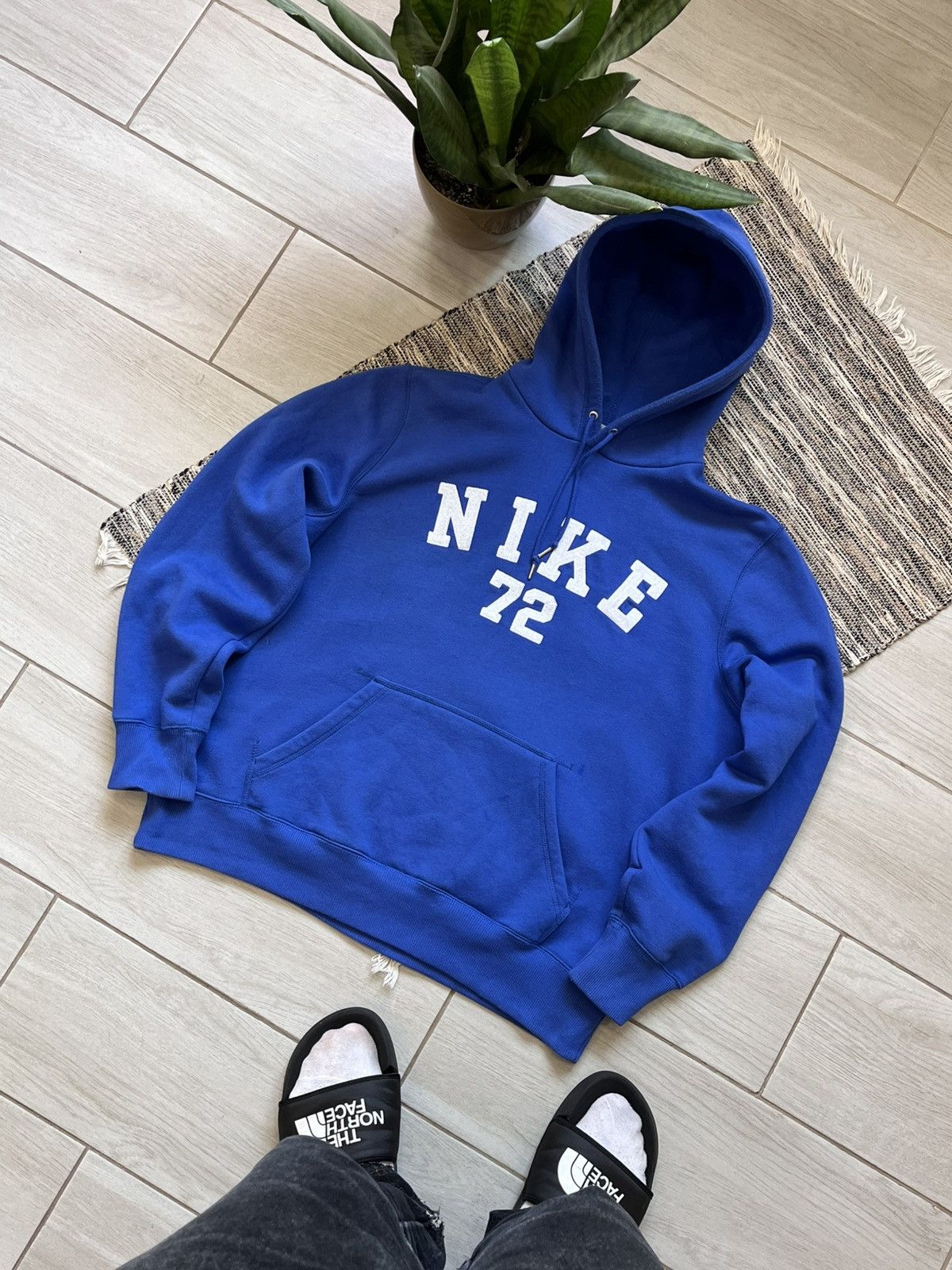 Nike × Vintage Vintage Nike Hoodie Blue big logo fleece sweatshirt Size US L / EU 52-54 / 3 - 1 Thumbnail