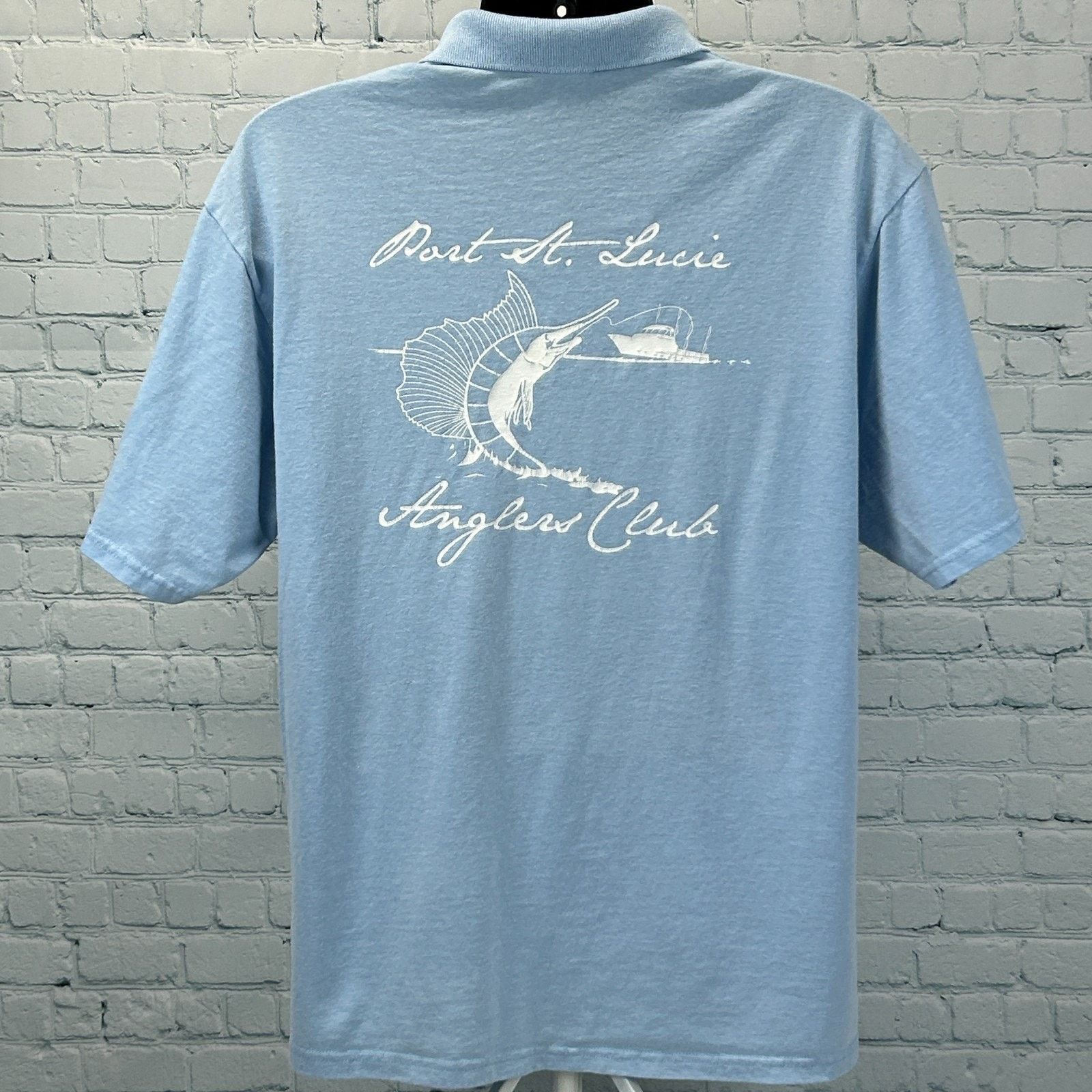 Jerzees Vintage 90s Port St Lucie PSL Anglers Club Polo Shirt Large Size US L / EU 52-54 / 3 - 3 Thumbnail