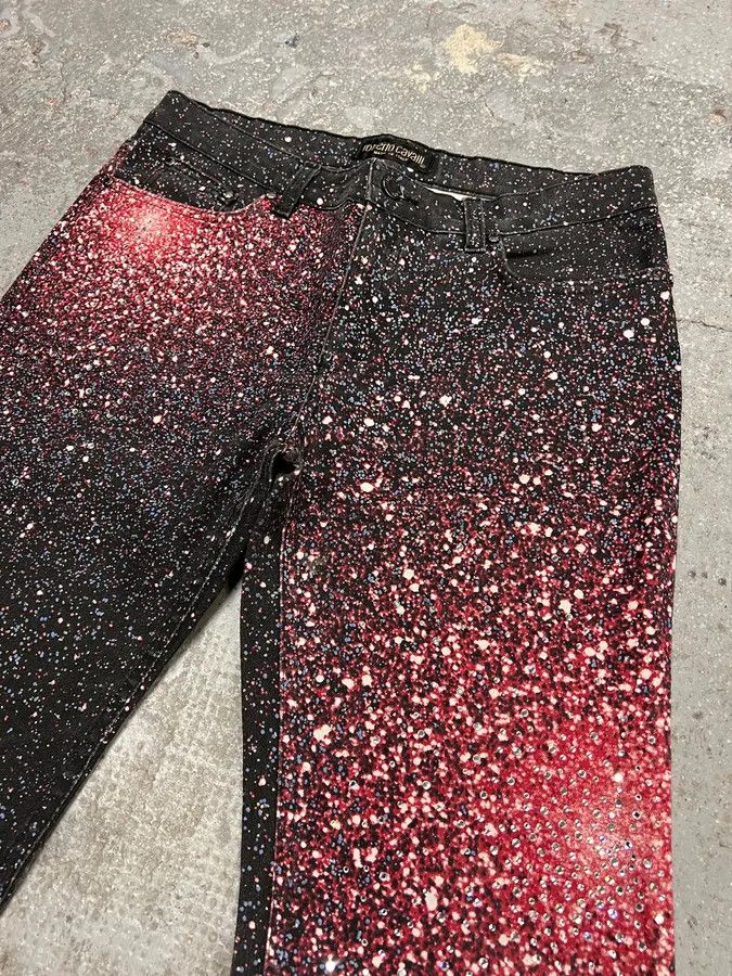 Designer × Roberto Cavalli × Vintage 2000s Roberto Cavalli Red Galaxy Expansion Embellished Pants Size 28" / US 6 / IT 42 - 4 Thumbnail
