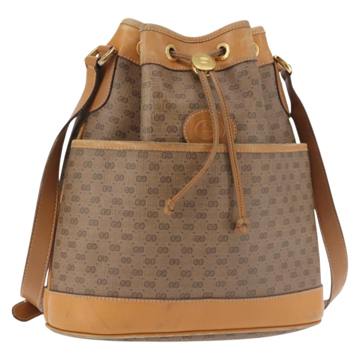 GUCCI Micro GG Supreme Shoulder Bag Pvc Beige Gold 001 165