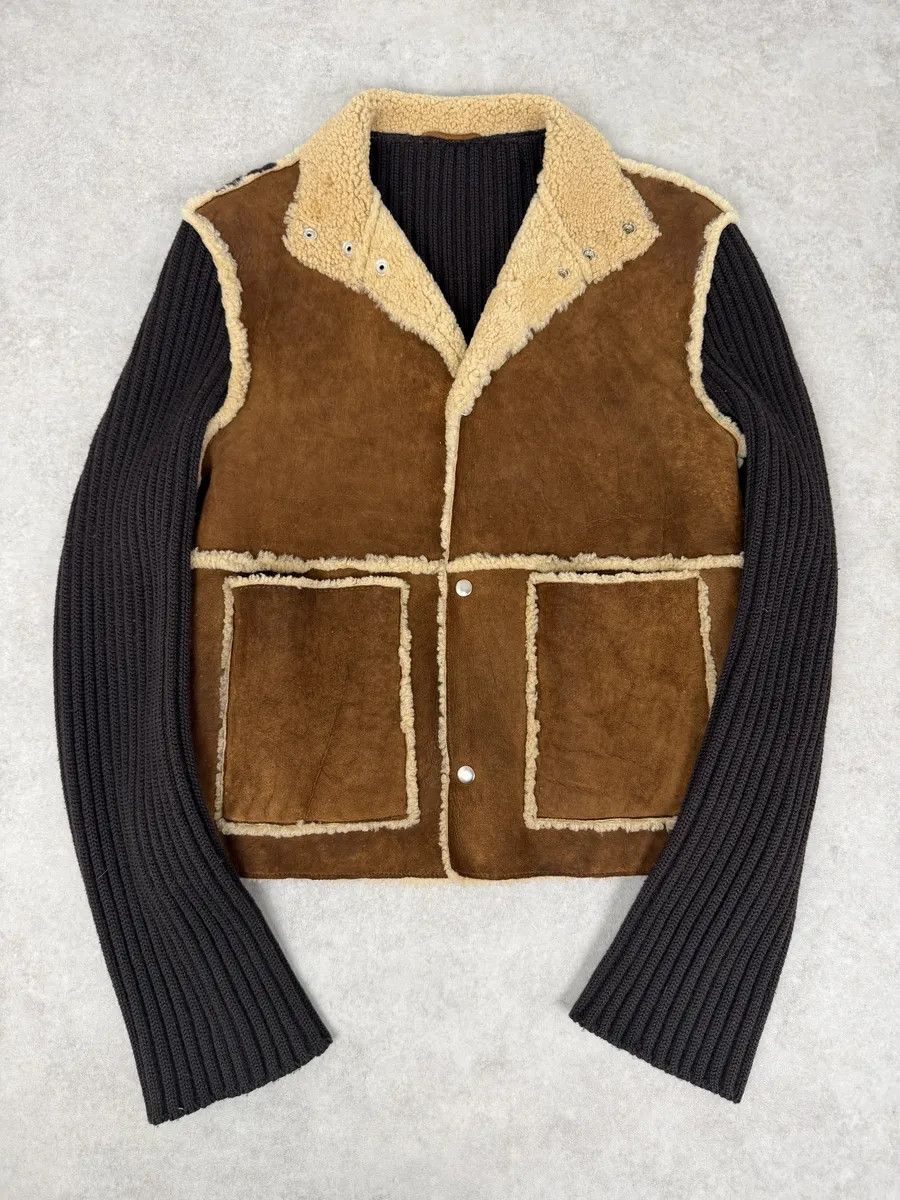 Dolce & Gabbana 1990s Dolce & Gabbana Brown Shearling Wool Leather Jacket Size US M / EU 48-50 / 2 - 2 Thumbnail