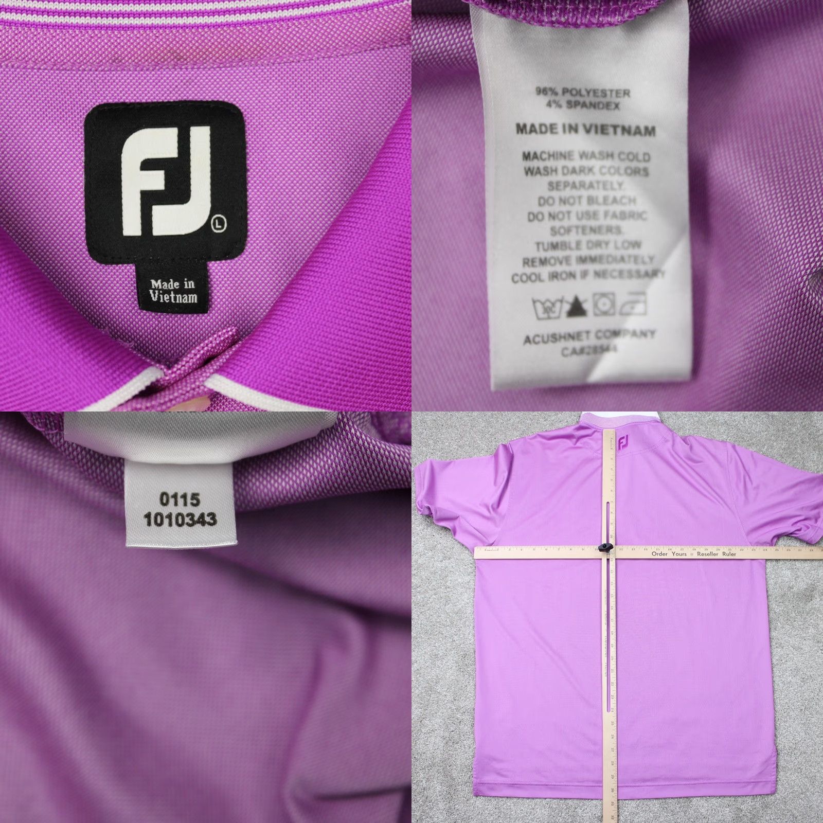 Footjoy FootJoy Polo Shirt Mens Large Purple Golf Short Sleeve Poly Stretch Pullover Size US L / EU 52-54 / 3 - 8 Thumbnail