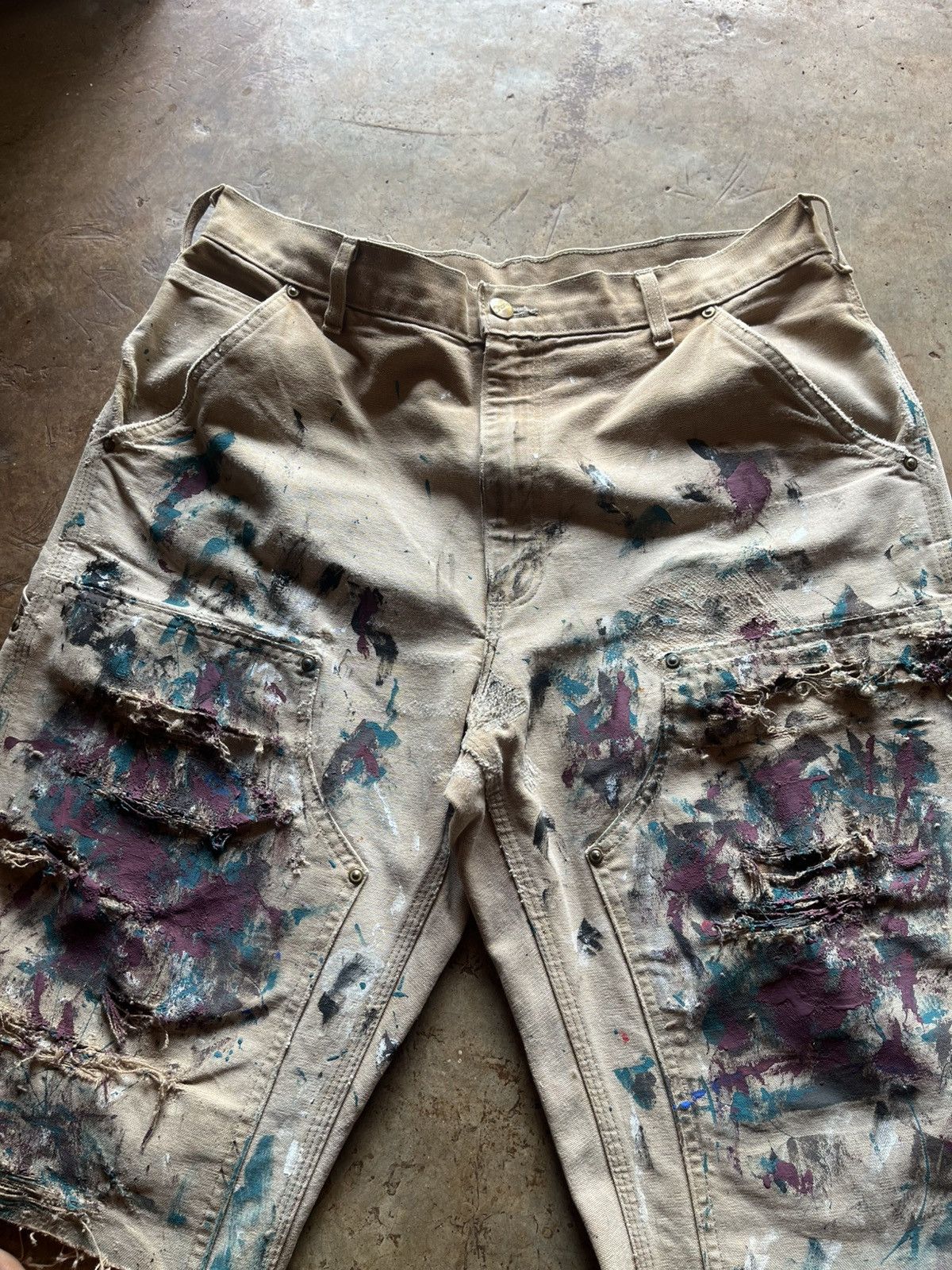 Carhartt Thrashed faded Carhartt Double Knee Cropped Distressed Size US 34 / EU 50 - 3 Thumbnail