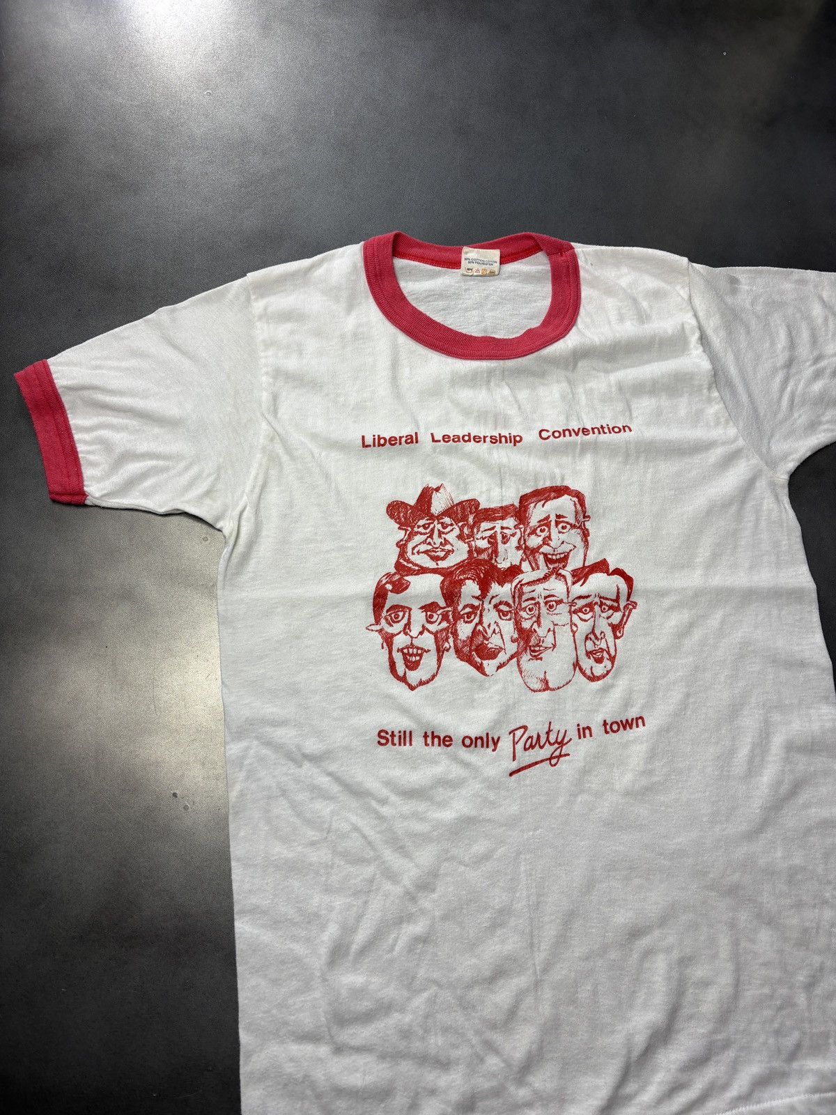 Vintage 1980s Ringer Tee True Vintage Political Liberal Party Tee Size US S / EU 44-46 / 1 - 3 Thumbnail