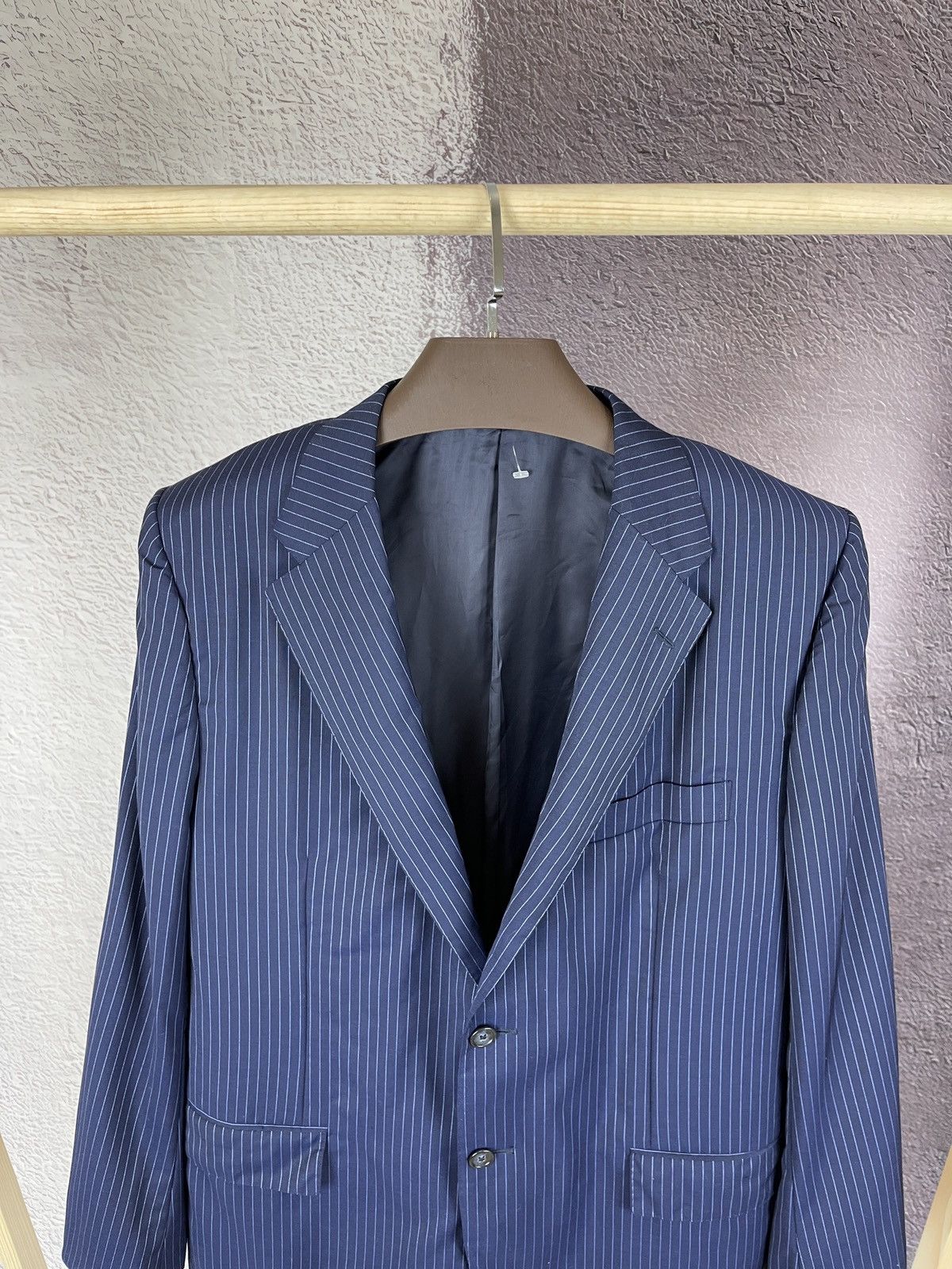 Corneliani blue striped wool mohair 2 button blazer