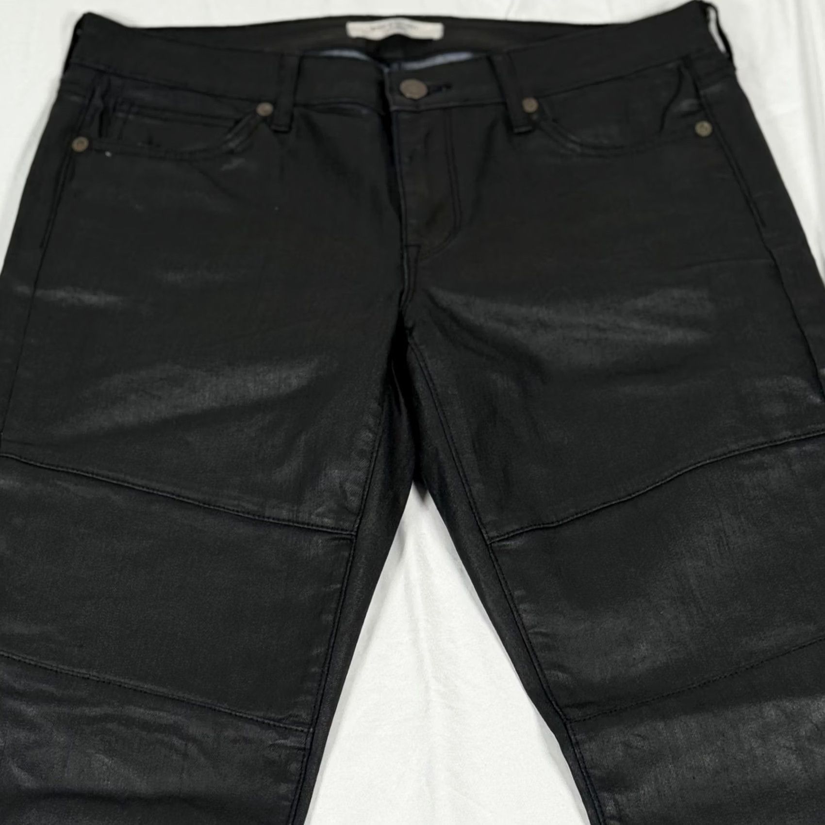 Denime Rich & Skinny Jeans 30 Black Coated Skinny Moto Stretch Denim Biker Goth USA Womens Size 30" / US 8 / IT 44 - 4 Thumbnail