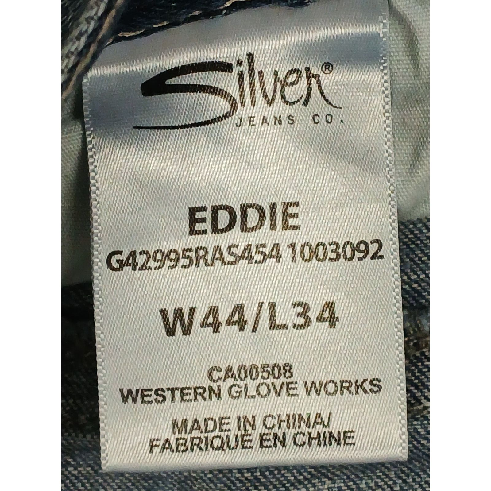 Other Silver Eddie (44x34) Men's Straight Leg Blue Denim Jeans Size US 44 / EU 60 - 9 Thumbnail