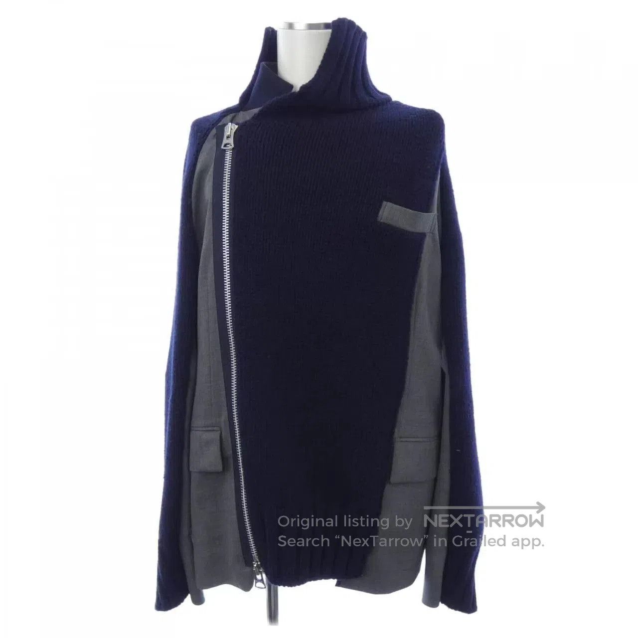 Sacai SACAI Wool Knit Jacket in Navy Gray. Size S / US 4 / IT 40 - 2 Thumbnail