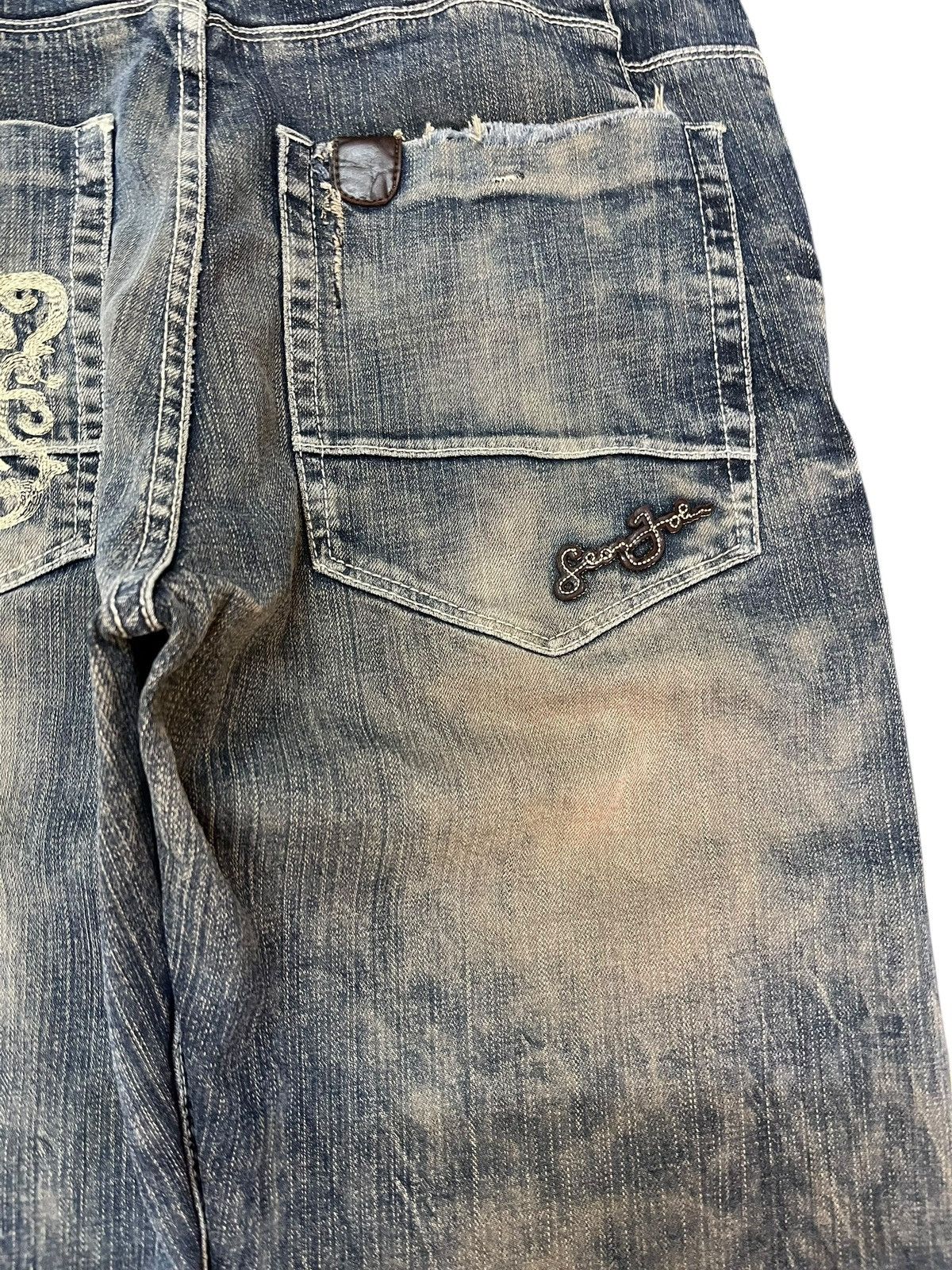 14th Addiction × Sean John Sean John Mudwash Embroidery Trompe L’oeil Denim Size US 33 - 11 Thumbnail