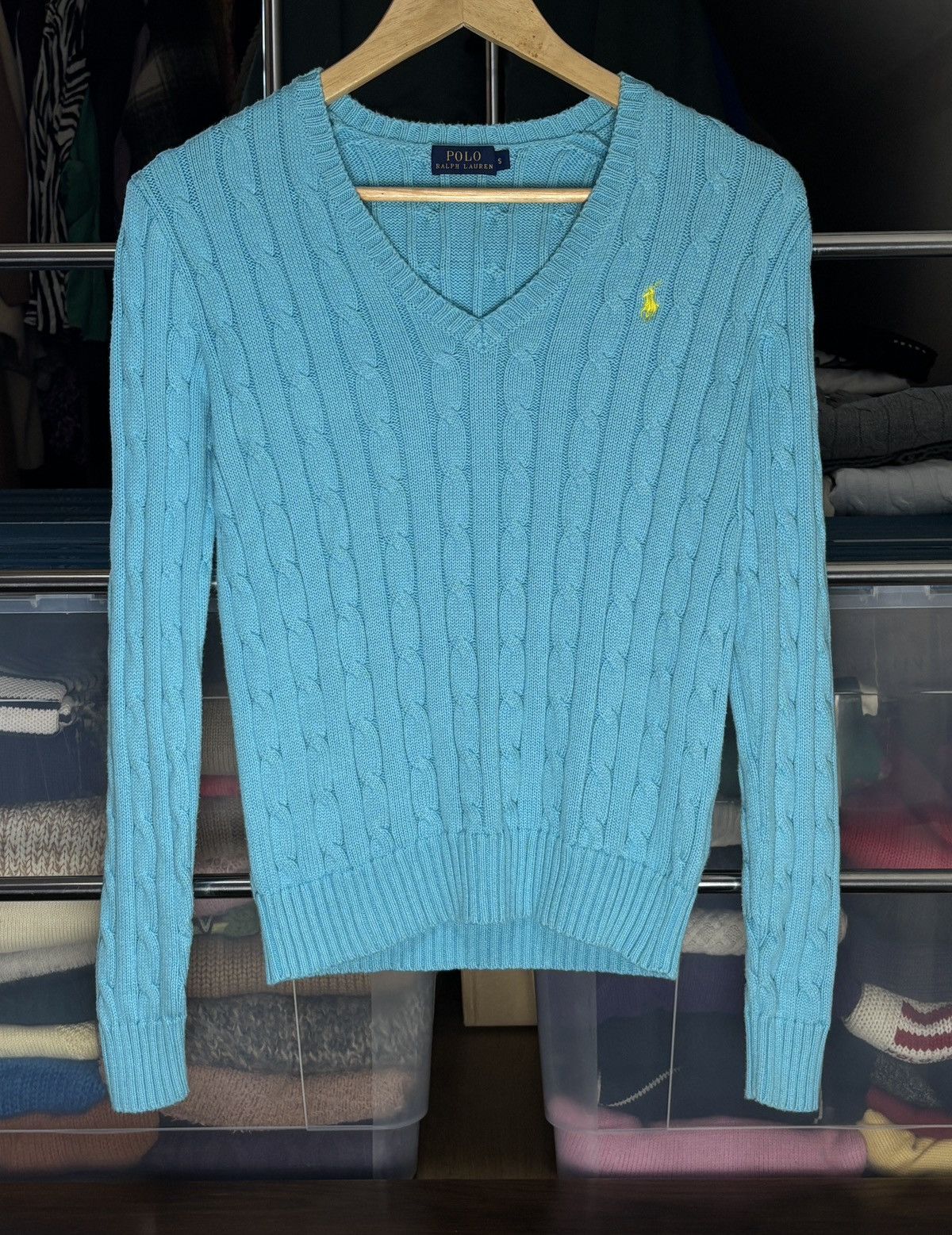 Polo Ralph Lauren Polo Ralph Lauren Cable Knit Baby Blue Sweater Vintage Size S / US 4 / IT 40 - 1 Thumbnail