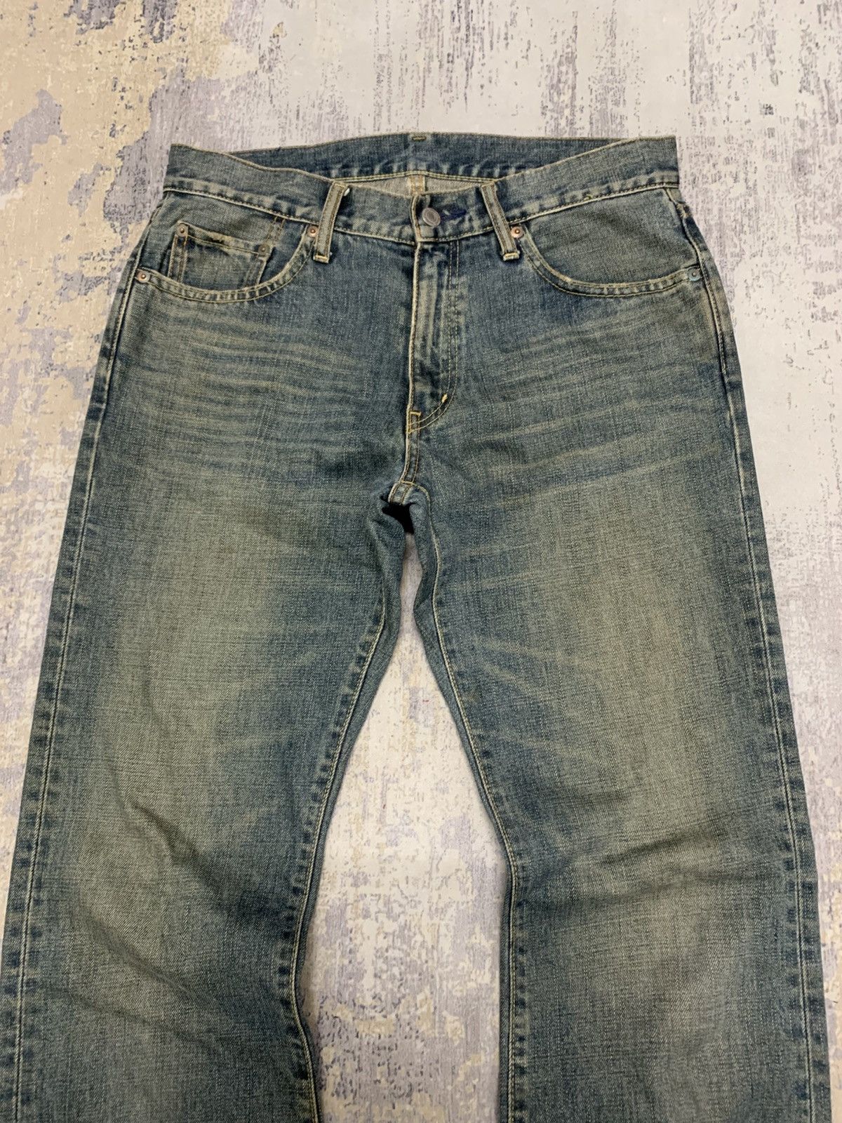 If Six Was Nine VTG JAPANESE UNIQLO MUD WASH STYLE FLARED JEANS Size US 32 / EU 48 - 2 Thumbnail