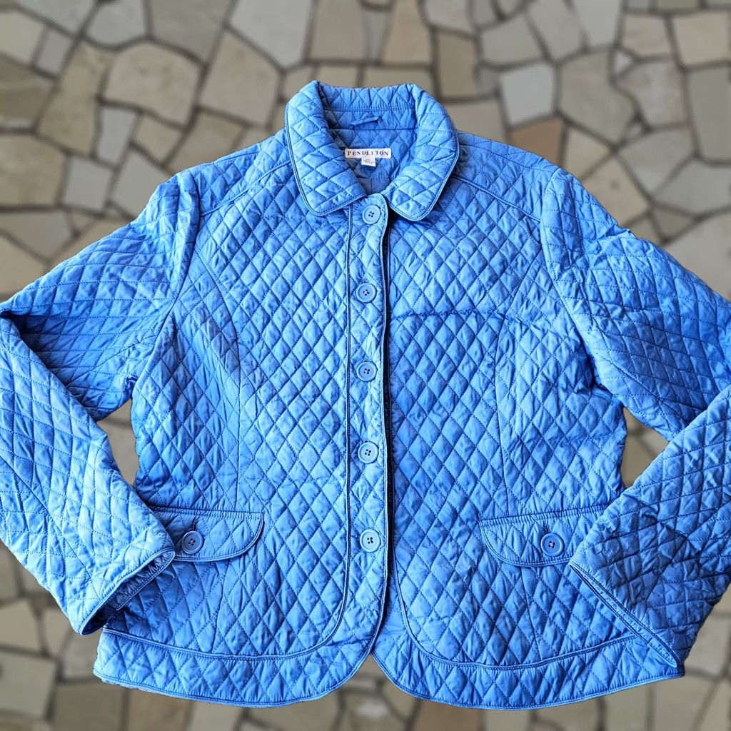 Pendleton VINTAGE Pendleton Diamond Quilted Jacket Blue Lightweight Womens XL Button Snap Clothing Size XL / US 12-14 / IT 48-50 - 1 Thumbnail