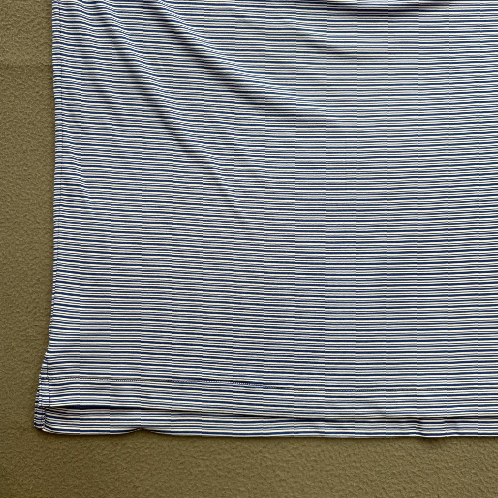 Peter Millar Peter Millar Polo Shirt Mens XL Blue Featherweight UPF 50+ Focus Family Golf Shirt Half-Tone Striped Short Sleeve Polo with Logo Embroidery Size US XL / EU 56 / 4 - 7 Thumbnail