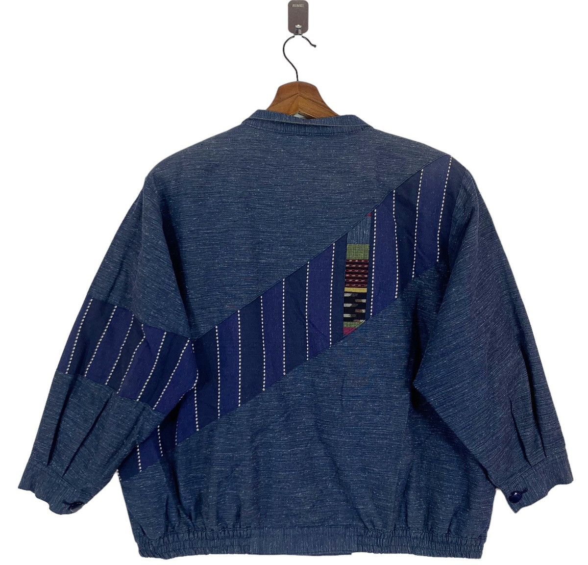 Indigo × Issey Miyake × Japanese Brand VINTAGE INDIGO SASSIKO BORO BUTTON JACKET Size US M / EU 48-50 / 2 - 6 Thumbnail