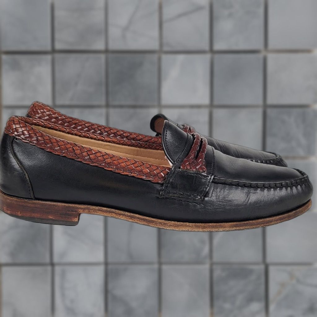Allen Edmonds Allen Edmonds Newcomb Loafers Black Brown Woven Trim 11 D USA Made Size US 11 / EU 44 - 1 Thumbnail