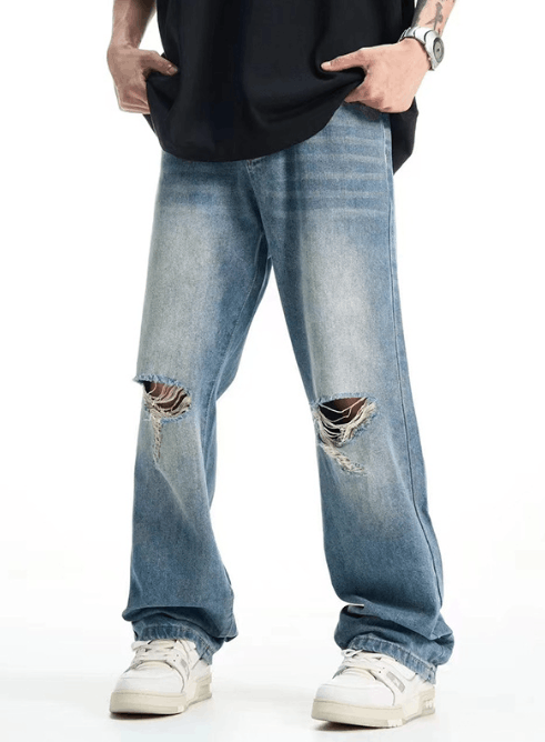 Japanese Brand × Jean Men's wide-leg high street cool ripped jeans Size US 32 / EU 48 - 3 Thumbnail