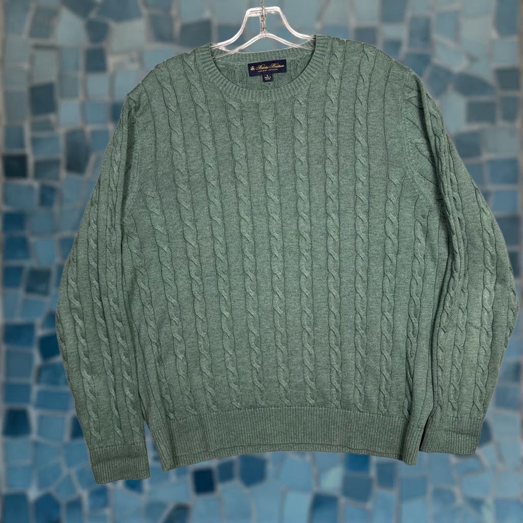 Brooks Brothers Brooks Brothers Sweater Men L Cable Knit Crewneck Supima Jumper Pullover Speckal Blue Cotton Knit Logo Pullover Regular Size L Men Wool? Size US L / EU 52-54 / 3 - 1 Thumbnail