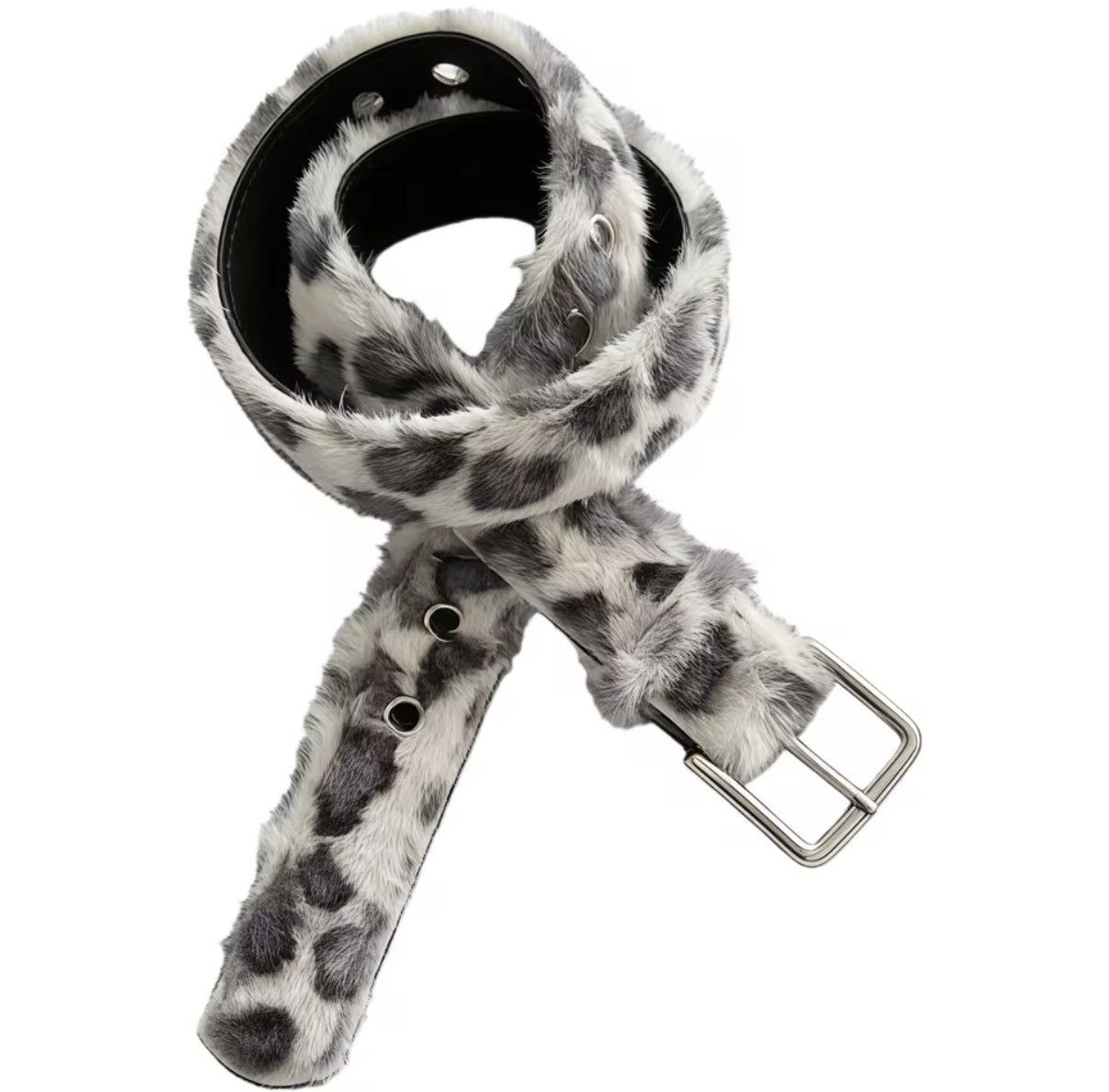 Other Fuzzy Leopard Streetwear Unisex Hip Hop Belt Size ONE SIZE - 2 Thumbnail