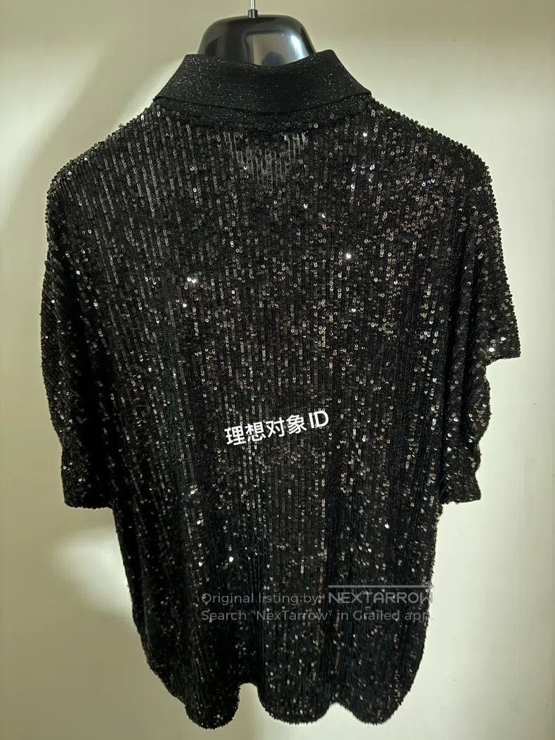 Saint Laurent Paris Saint Laurent Paris Black Sequin Polo Shirt Size US M / EU 48-50 / 2 - 2 Thumbnail