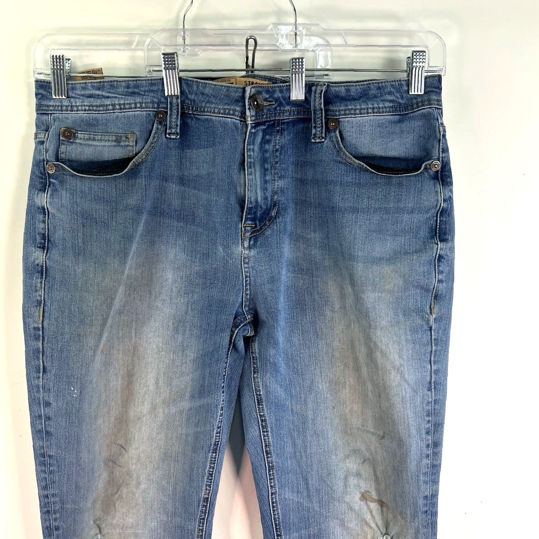Vintage VINTAGE Seven7 Men's Straight Denim Jeans Size 38 Medium Wash Distressed Blue 29-Inch Inseam Regular Fit Size US 38 / EU 54 - 2 Thumbnail