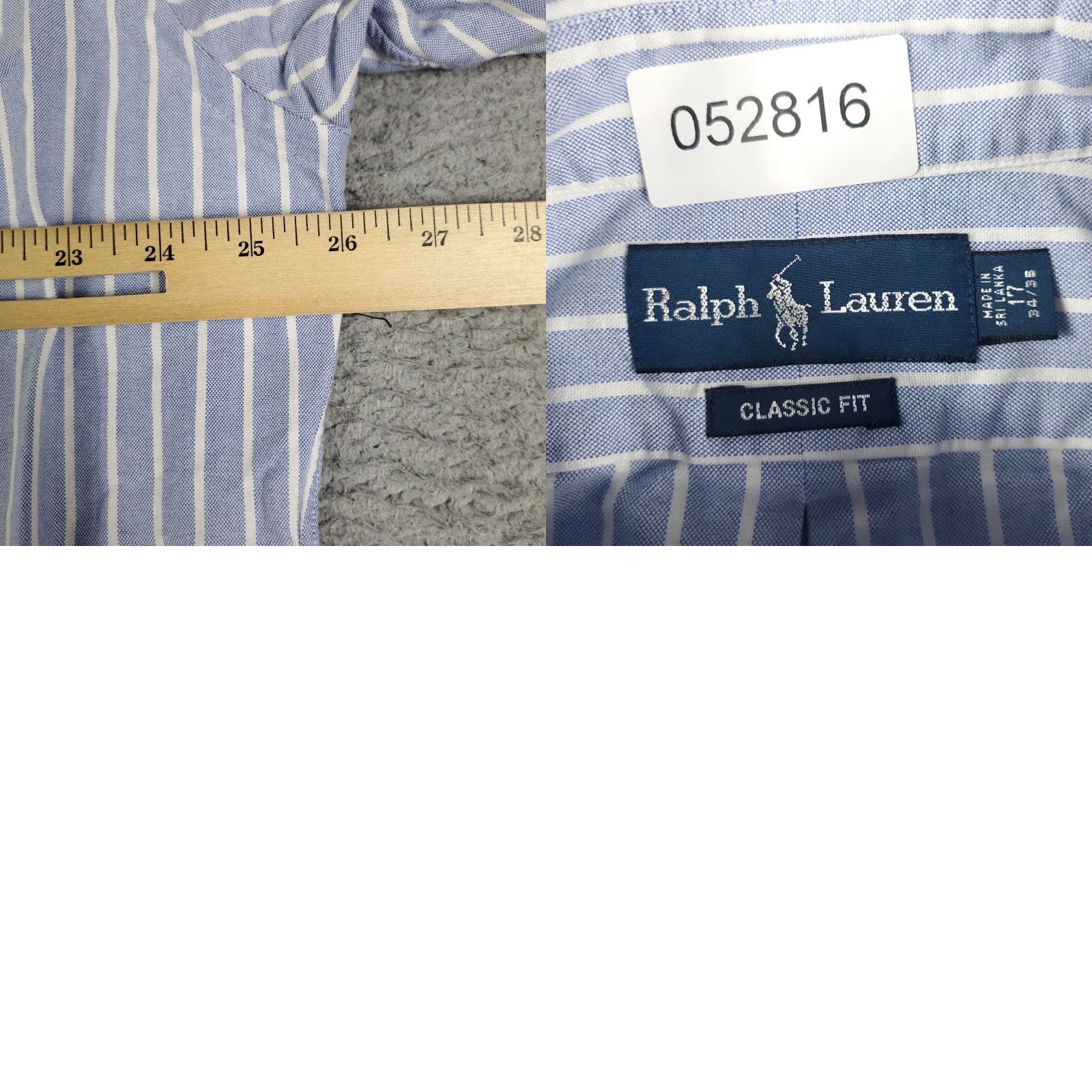 Ralph Lauren Ralph Lauren Dress Shirt Mens Size 17 Blue Striped Button Down Long Sleeve Classic Size 46R - 8 Thumbnail