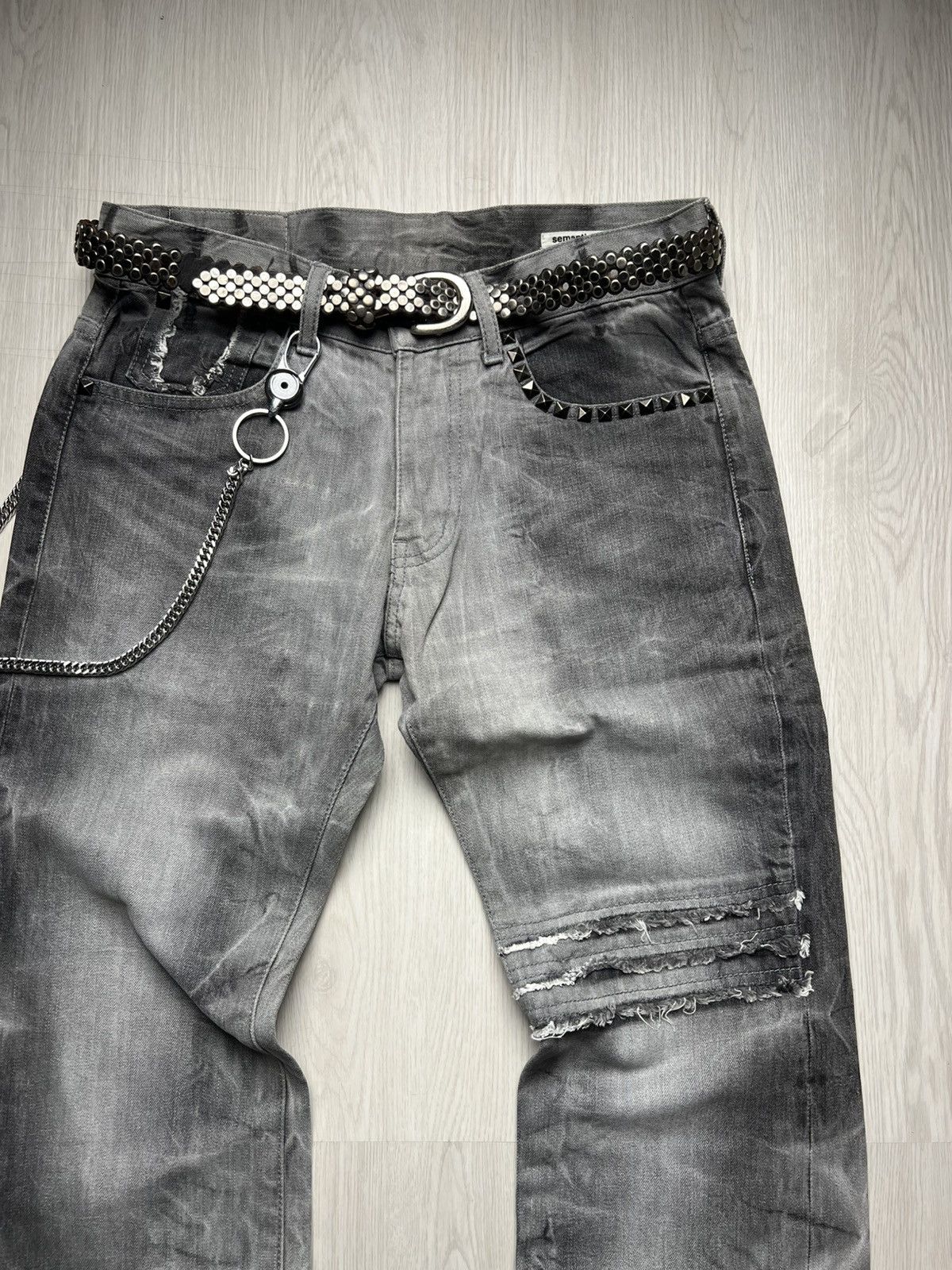 Japanese Brand Semantic Design Studded Mudwash Distressed Flared Denim Size US 31 - 3 Thumbnail
