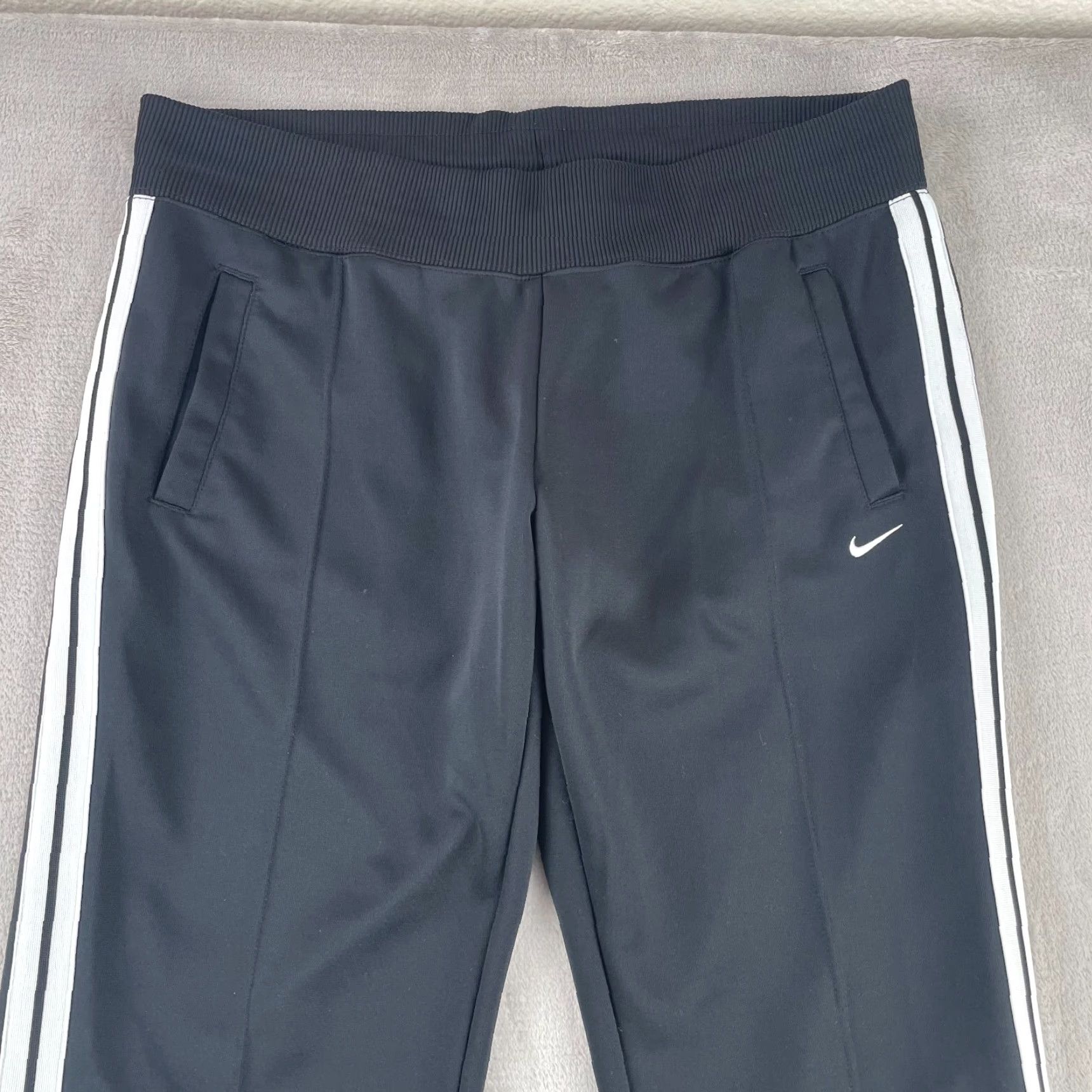 Nike NIKE Striker Warm Up Pants Women L Black Striped Ankle Zip Activewear Size 36" / US 14 / IT 50 - 6 Thumbnail