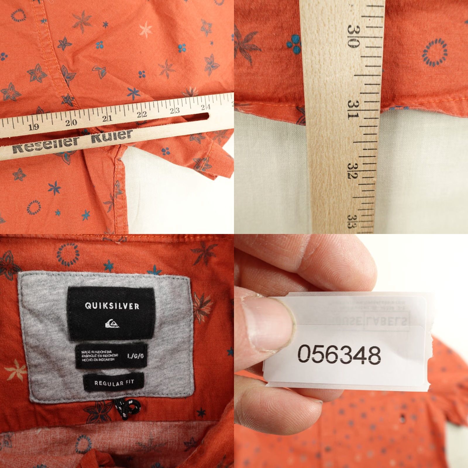 Quiksilver Quiksilver Shirt Mens Large Orange Button Up Floral Hawaiian Skater Surfer Aloha Size US L / EU 52-54 / 3 - 8 Thumbnail