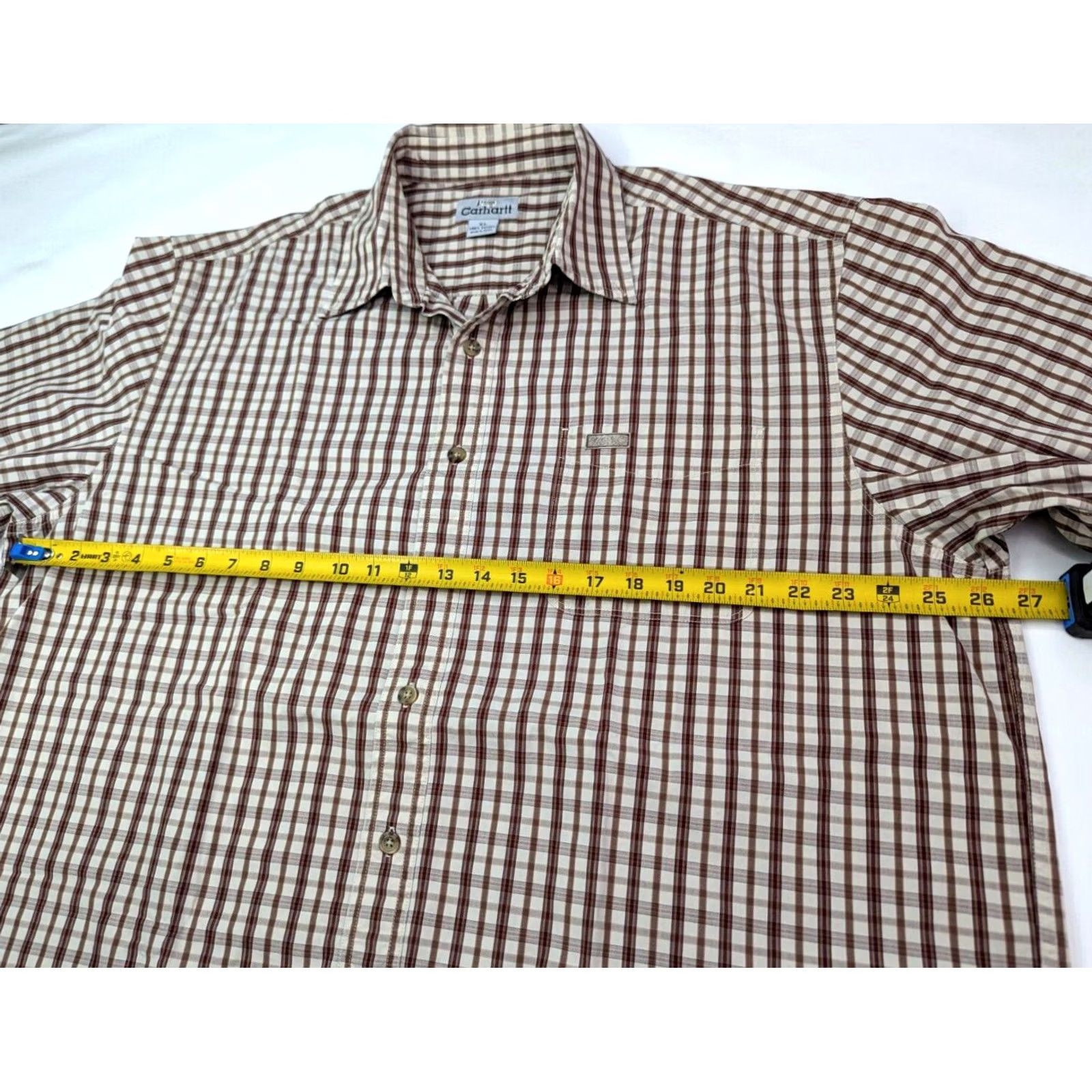 Carhartt Carhartt Short Sleeve Button Shirt Men XL Plaid Brown Work Casual Comfort Size US XL / EU 56 / 4 - 5 Thumbnail