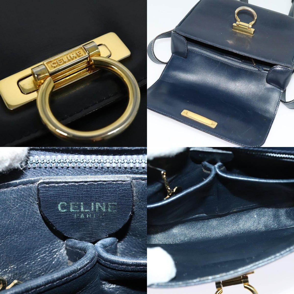 Celine CELINE Shoulder Bag Leather Navy Gold Size ONE SIZE - 11 Thumbnail