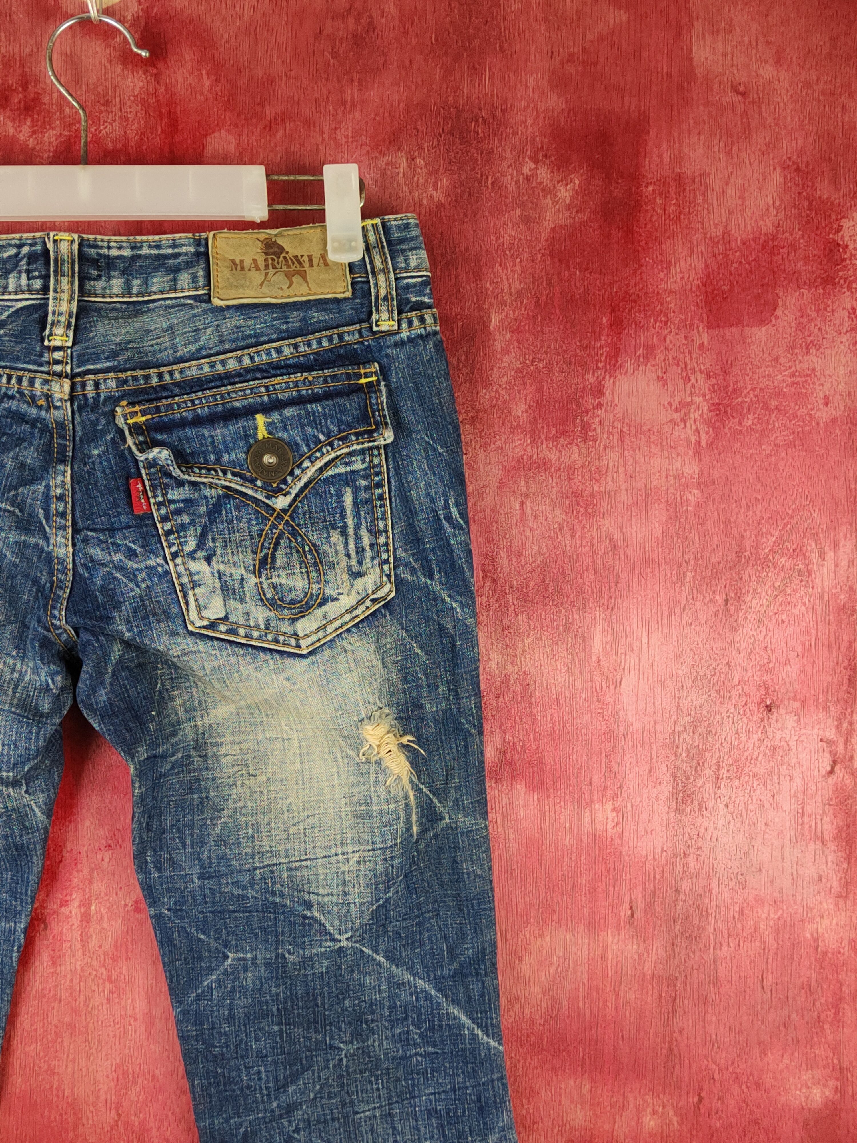 Japanese Brand DL Maraxia Blue bootcut Distressed ripped faded Denim #S1535 Size 27" / US 4 / IT 40 - 12 Thumbnail
