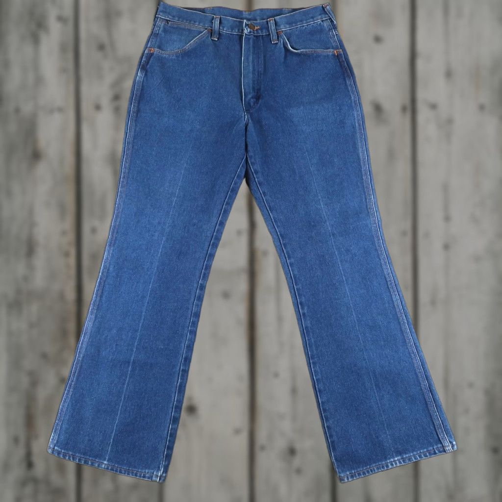 Wrangler VINTAGE Wrangler Bootcut Denim Jeans Men 34x30 945Den USA Cowboy 80s 70s Rock Logo Size US 34 / EU 50 - 1 Thumbnail