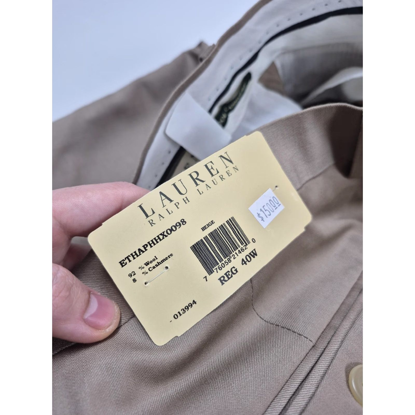 Ralph Lauren VINTAGE LAUREN RALPH LAUREN Pants Mens 40x36 Beige Wool Cashmere Pleated Dress Unhemmed Size US 40 / EU 56 - 6 Thumbnail