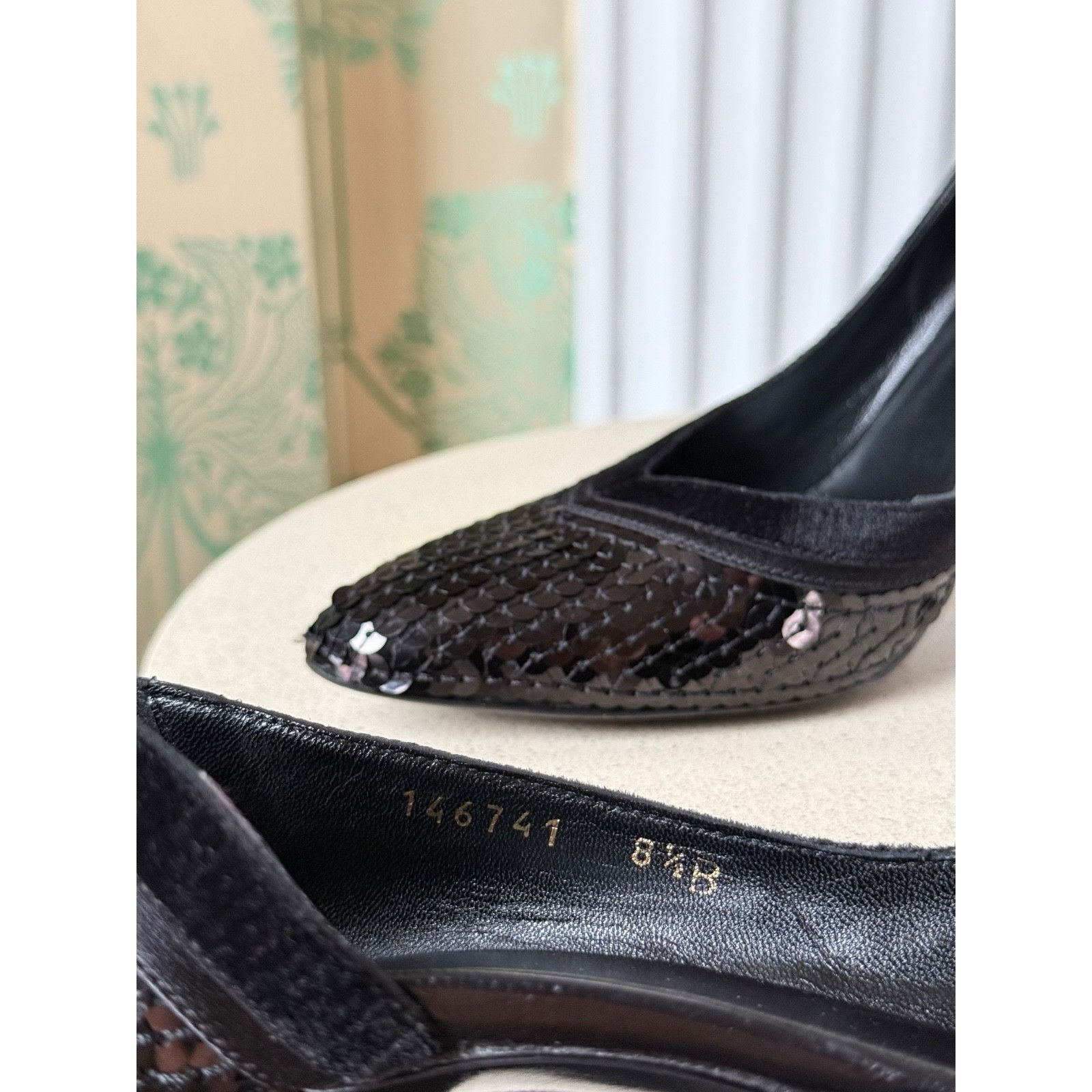 Gucci Gucci Black Sequin Leather High Heels Pumps Pointed Toe 38.5 Size US 8.5 / IT 38.5 - 11 Thumbnail