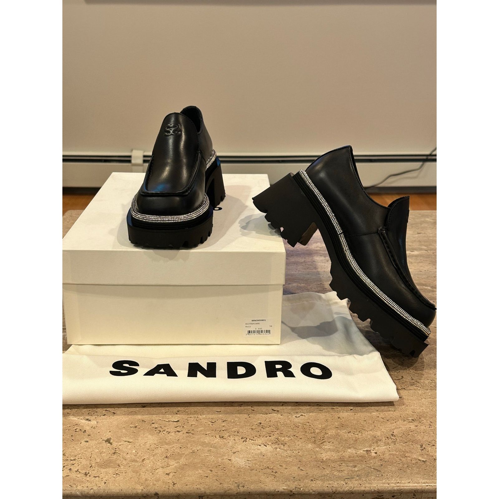 Sandro NEW Sandro Leather Loafers with Thick Notched Soles size 40 Size US 9.5 / IT 39.5 - 5 Thumbnail