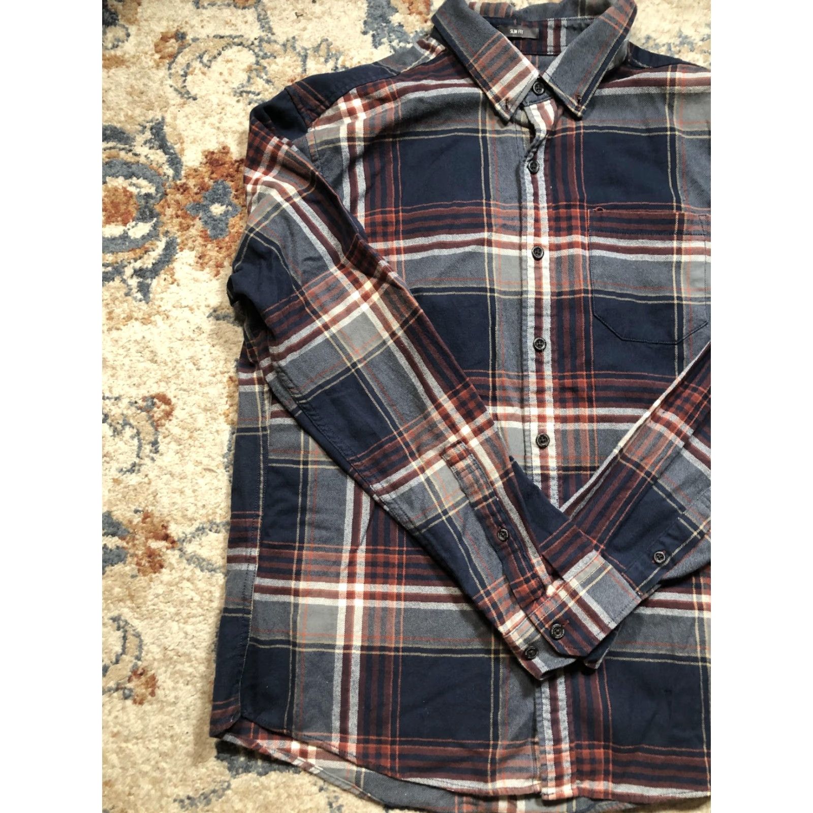Eddie Bauer Eddie Bauer Shirt Mens Large Blue Gray Plaid Flannel Slim Fit Button Down Pocket Size US L / EU 52-54 / 3 - 3 Thumbnail